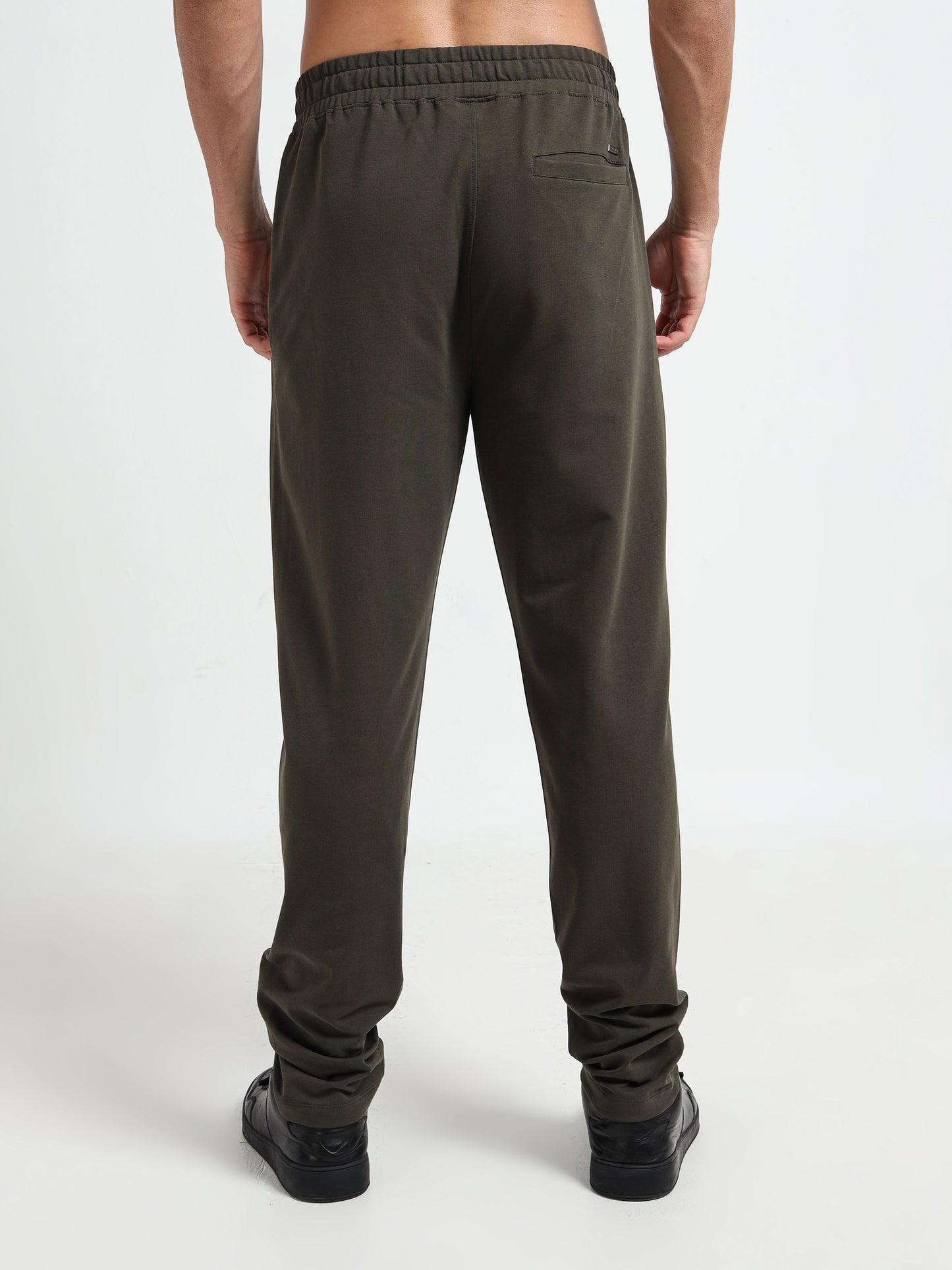 Olive Mens Track Pants with Center Pin Tuck element