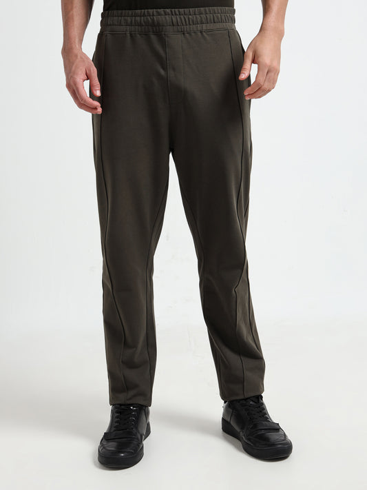 Rougen Loop Knit Cut & Sew Olive Green Track Pants