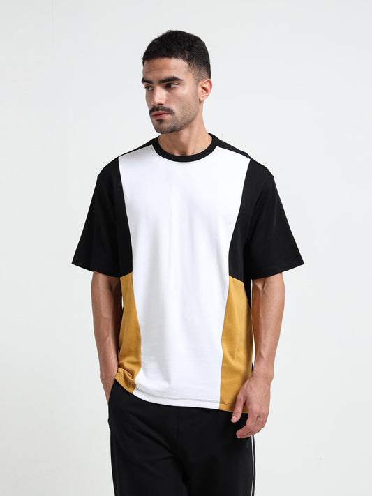 Supima Cotton White Oversize Cut & Sew T Shirt for Men