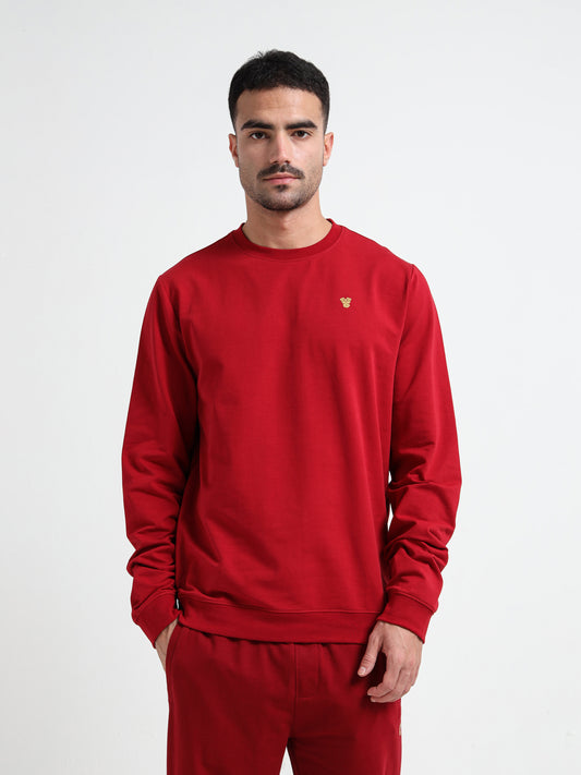 Logo Emblem Rougen Lycra Loop Knit Dark Red Sweatshirt