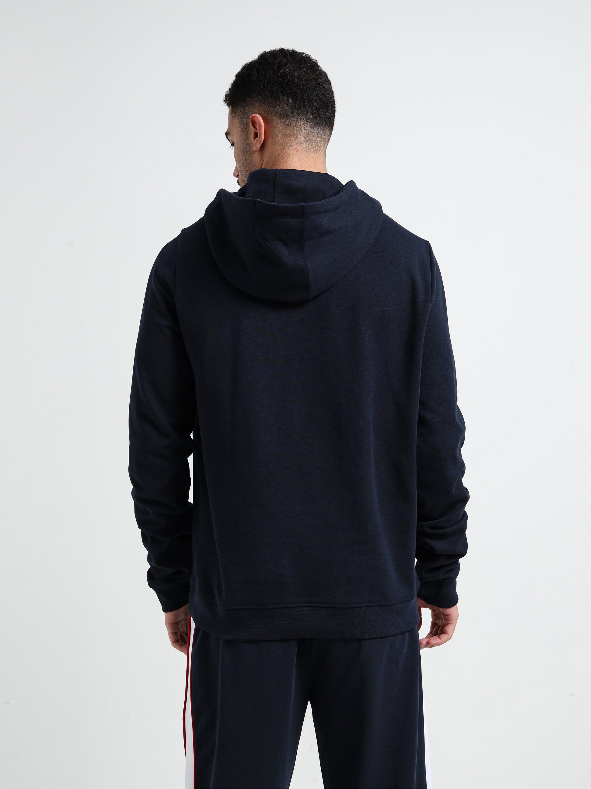 Rougen Platted Interlock Navy Blue Hoodie Mens