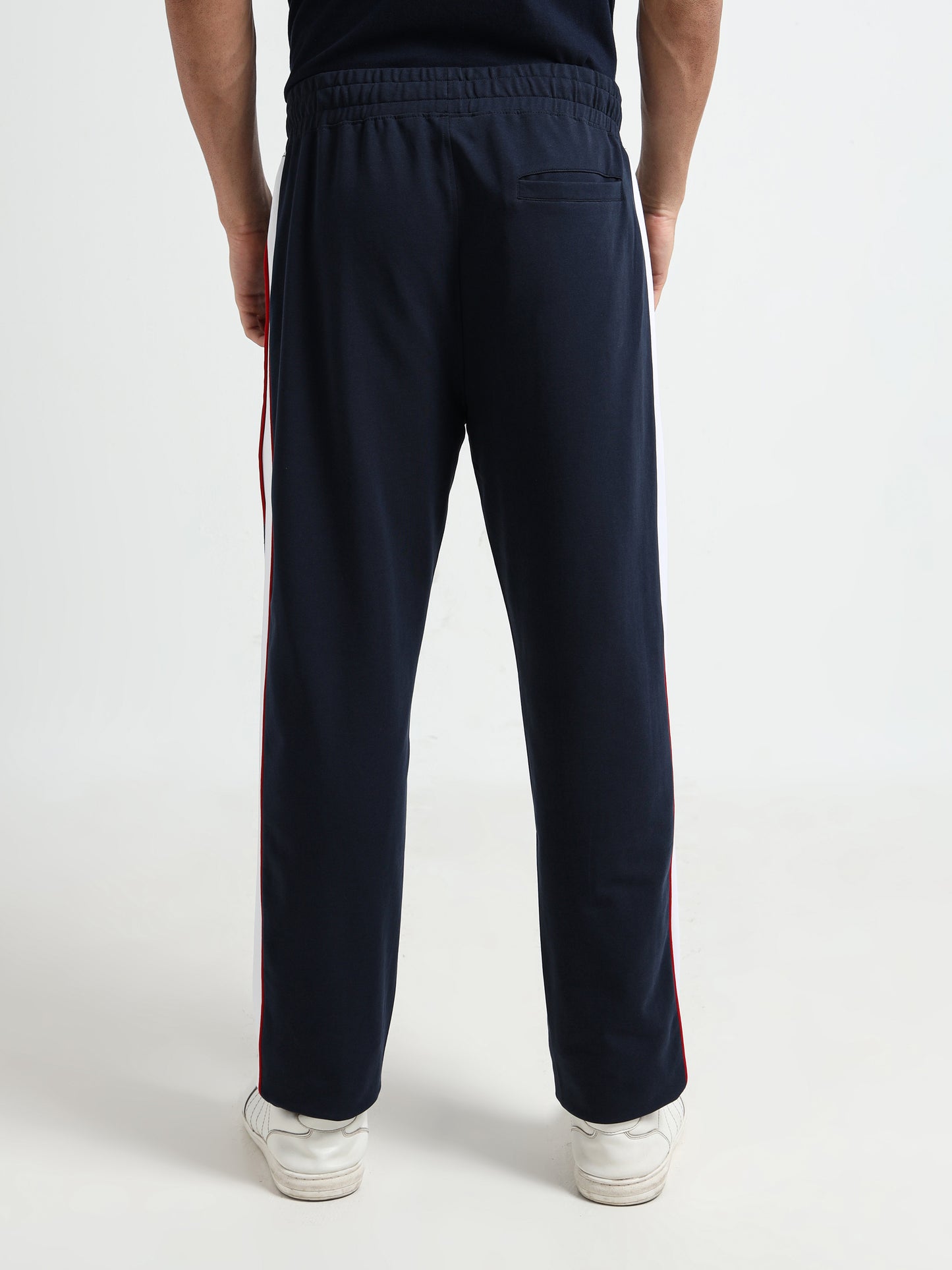 Contrast Cut & Sew Loop Knit Navy Blue Track Pants