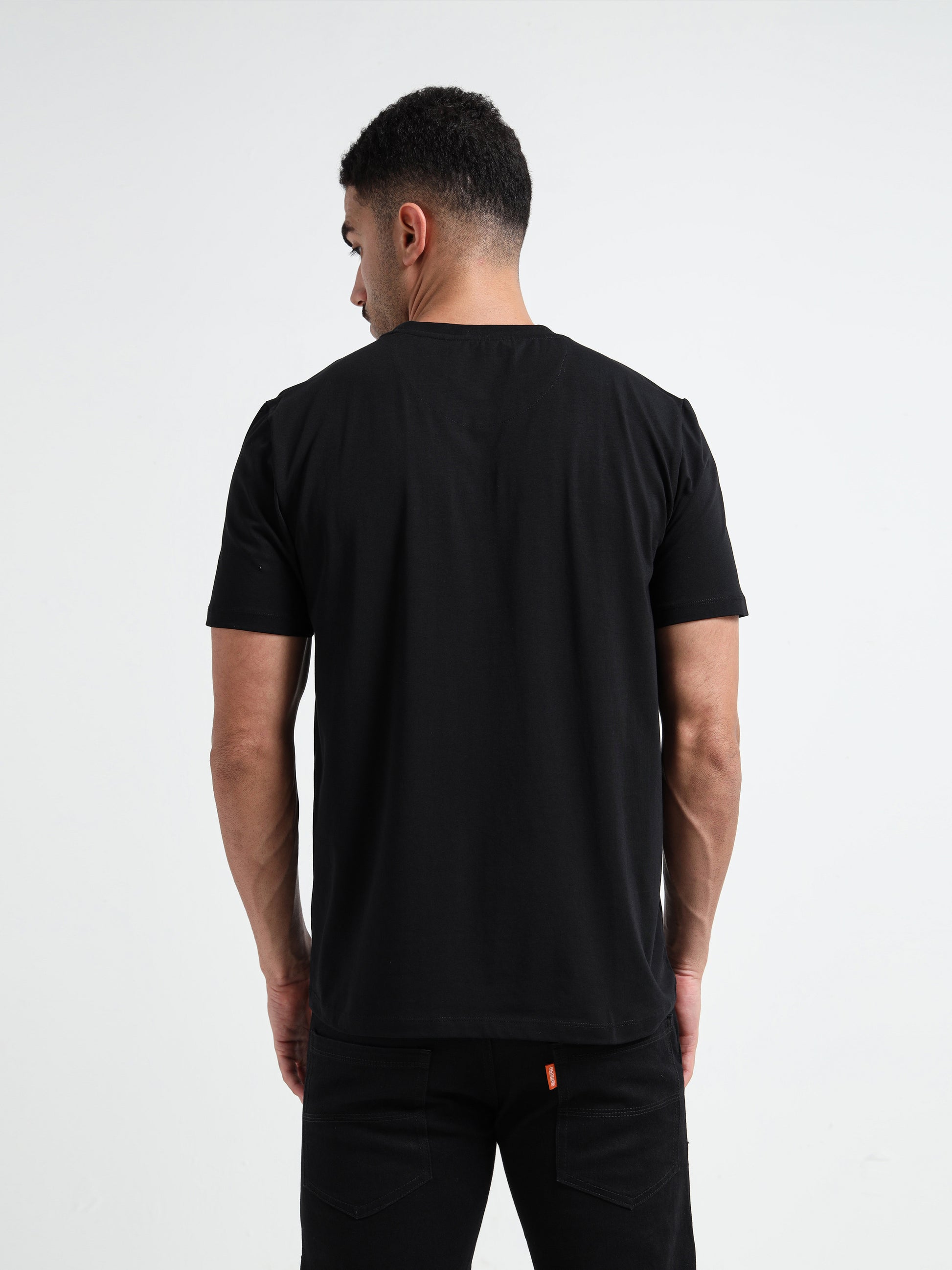 Supima Cotton Lycra Digital Flock Black Print Tee