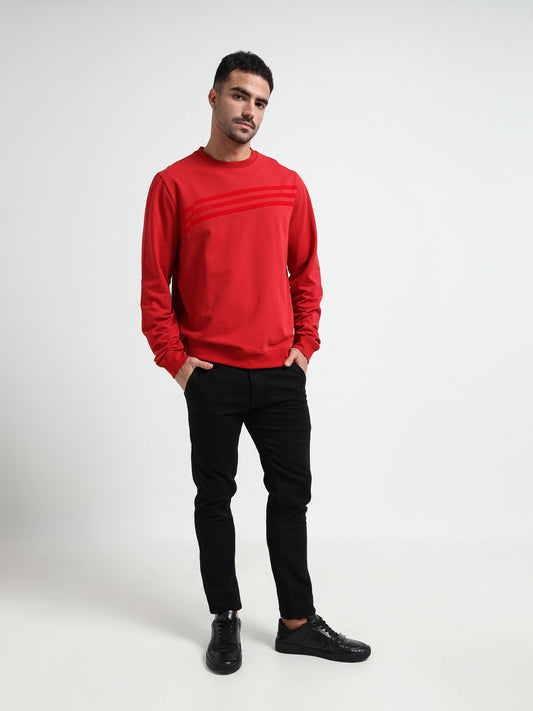 Rougen Lycra Loop Knit Dark Red Mens Cotton Sweatshirts