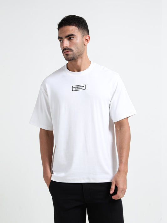 Oversize Cotton Lycra HD White Front Back Print T Shirt for Men