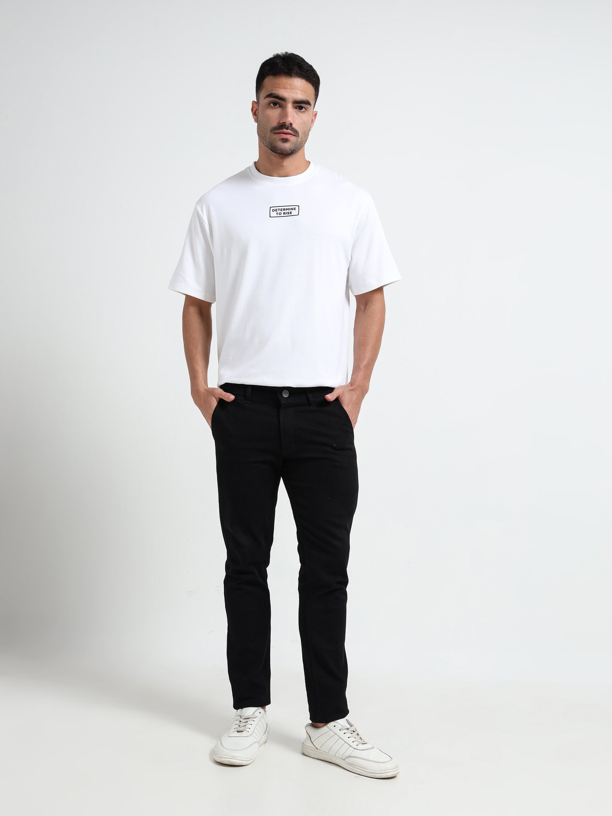 Oversize HD White Front Back Print T Shirt for Men