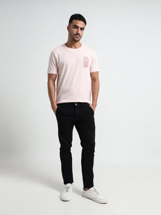 Light Pink Rougen Cotton Lycra Mens Floral T Shirts