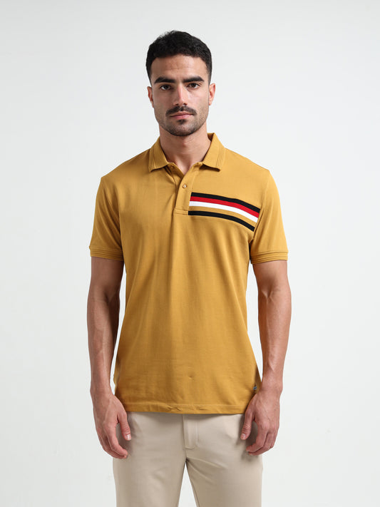 Signature Flag Pique Cut & Sew Mustard Polo Shirt