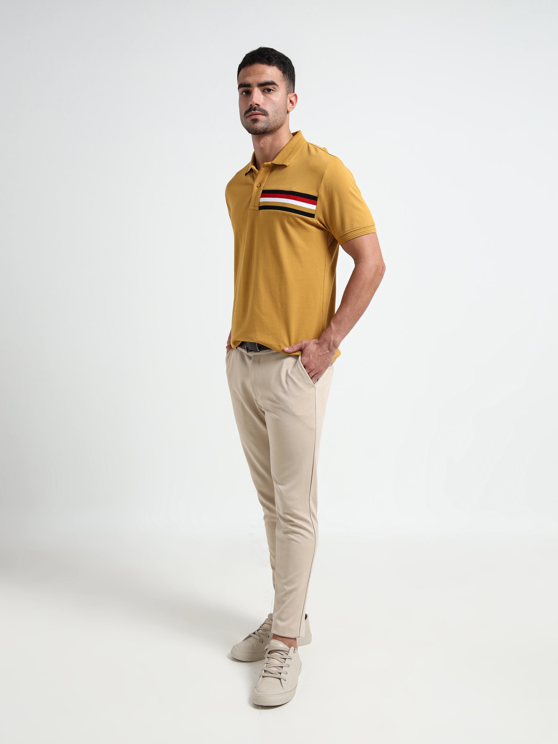 Signature Flag Pique Cut & Sew Mustard Polo Shirt