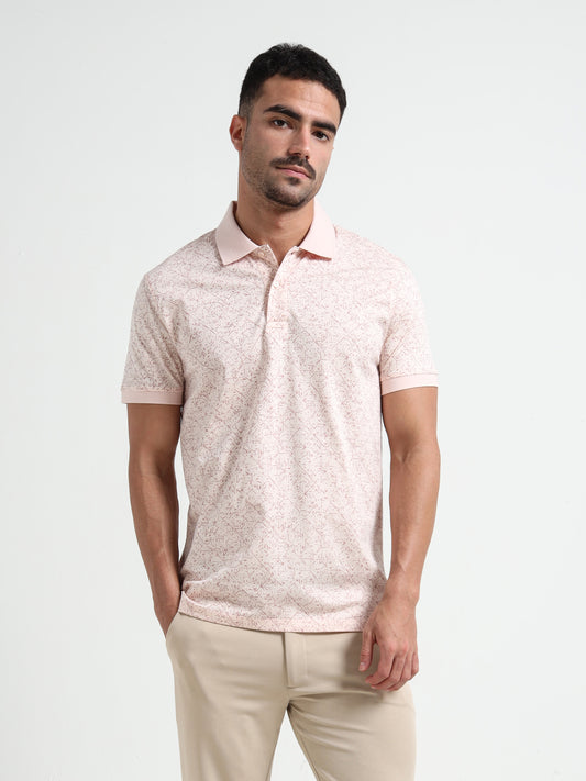 Light Pink Rotary Pigment Printed Men Polo Jersey