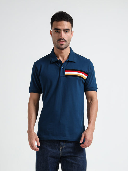 Signature Flag Cut & Sew Teal Polo Shirts for Men