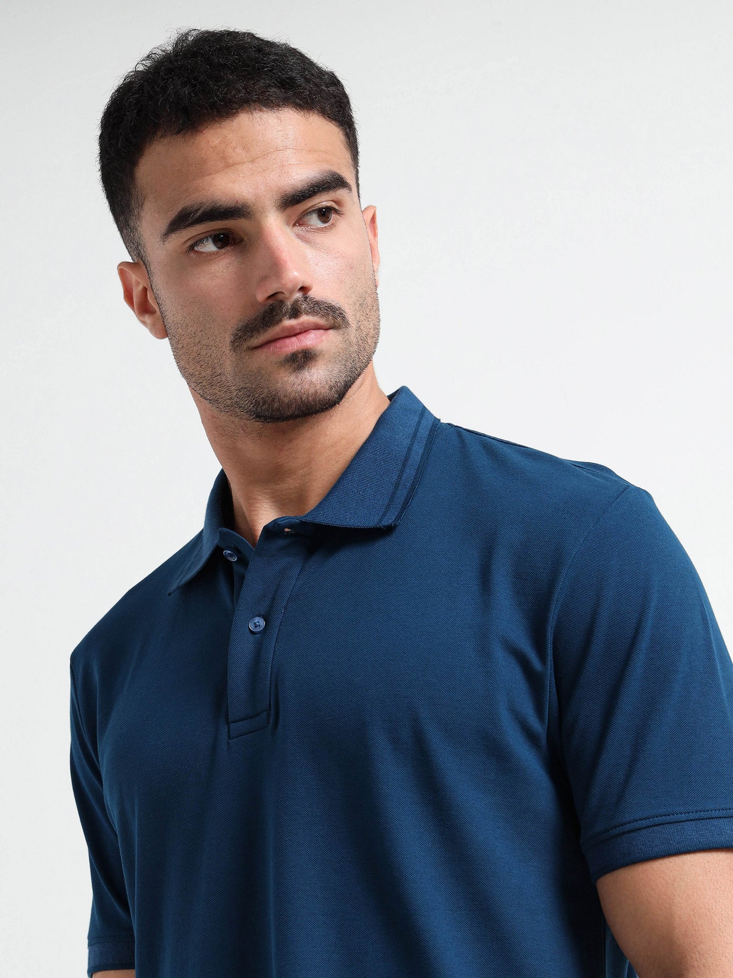 Engyne Rougen Piqué Polo – Tonal Collar Finish Teal - ENGYNE