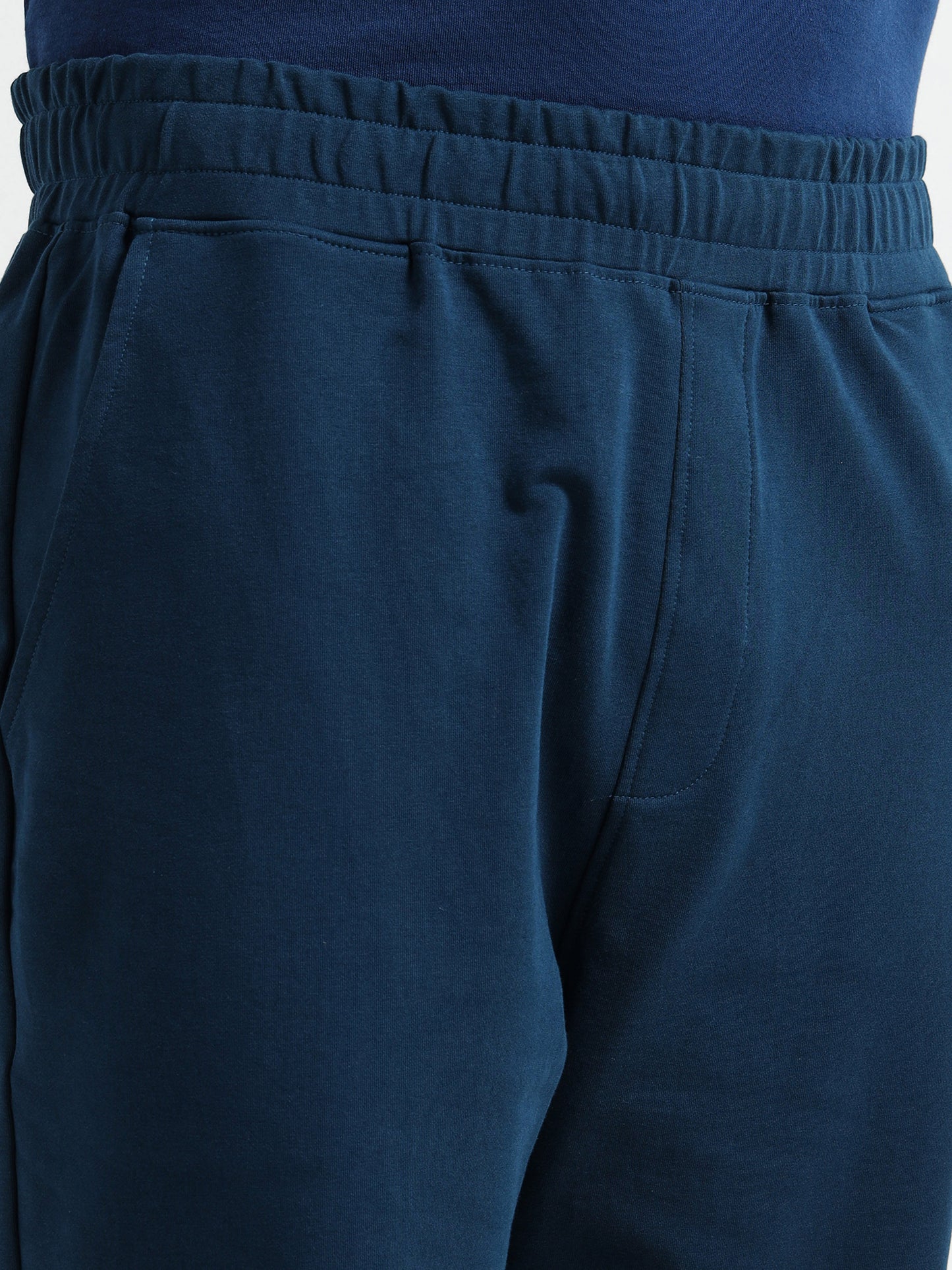 Elastane Loop Back Cut-and-Sew Teal Track Pant