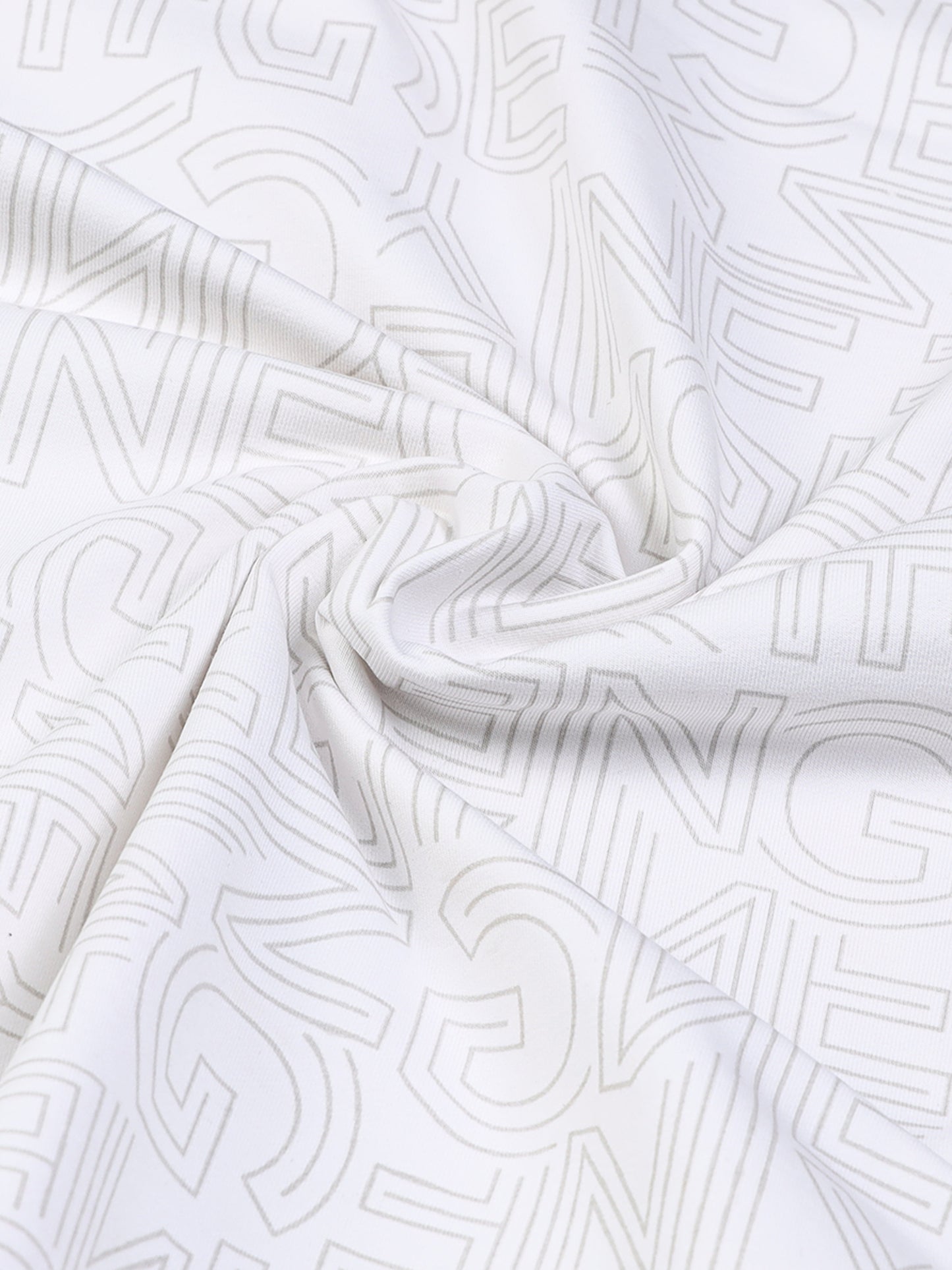 Crew Neck Sweatshirt with All-Over Rotary Print and Side Flag Tape White