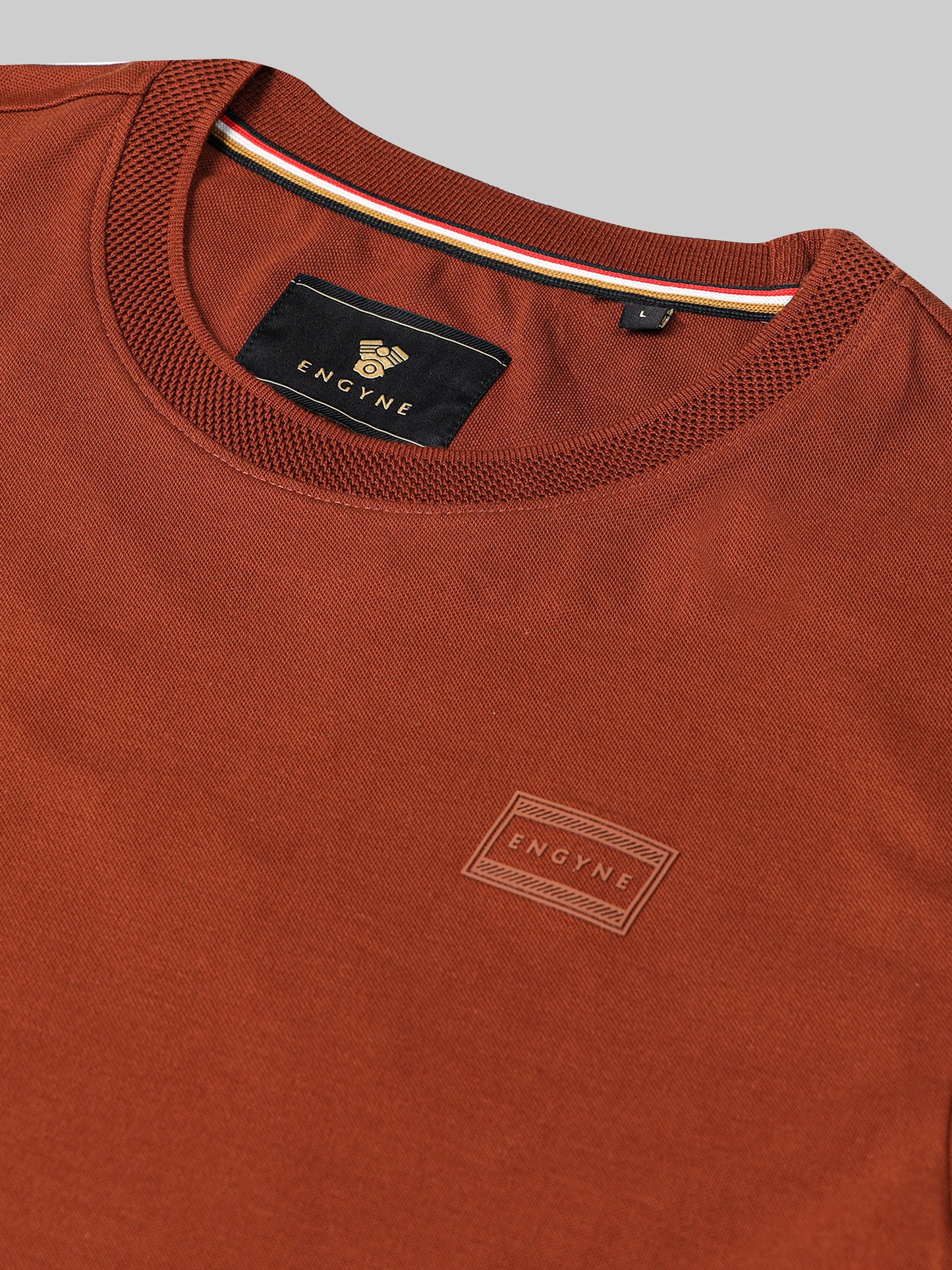 Supima Cotton Lycra Piqué with Enhanced Neck Rib and Flat-Knit Cuffs Brown T-shirt