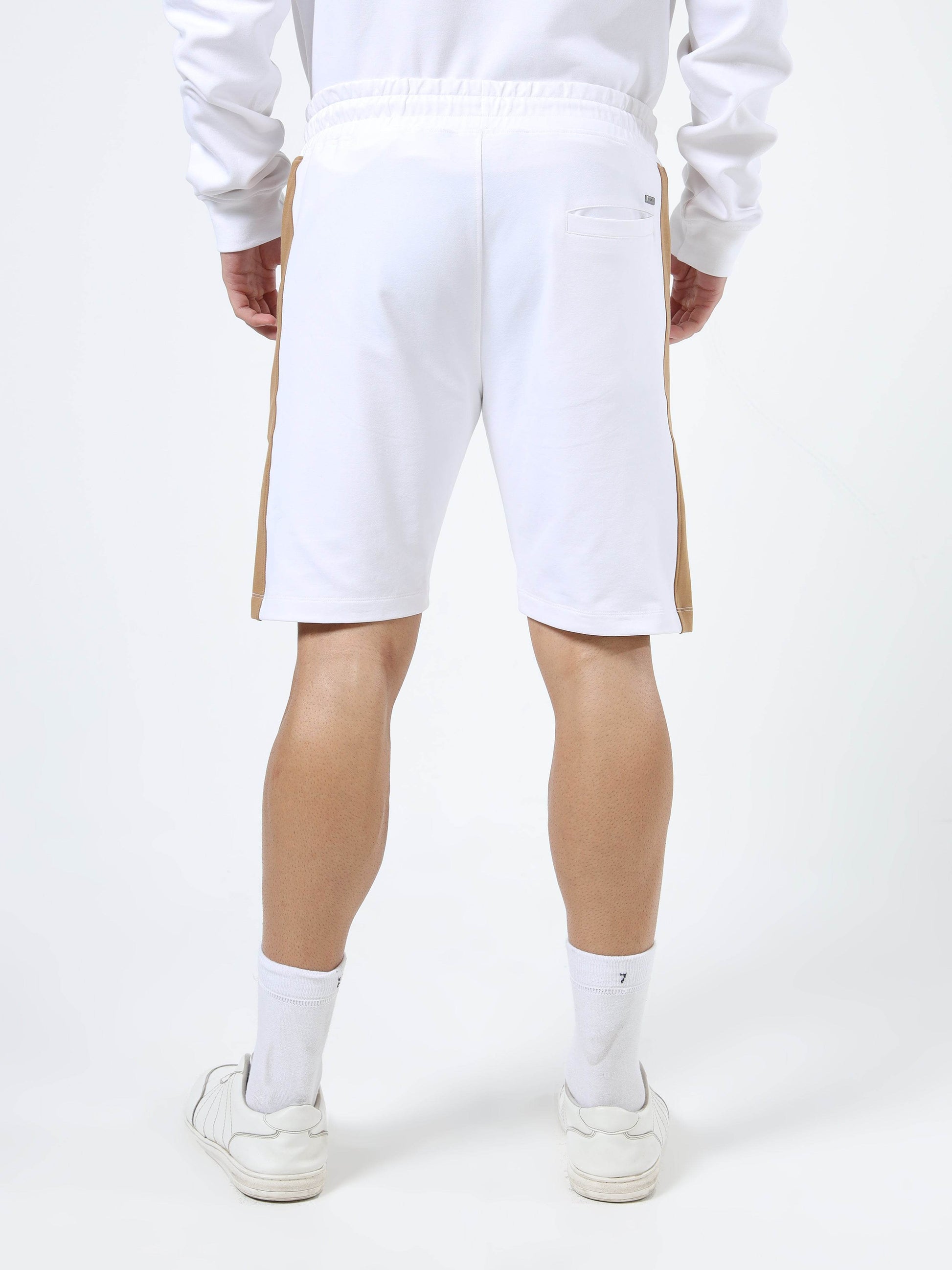 Engyne Contrast Cut & Sew Shorts – Rougen Lycra Loop Knit White - ENGYNE
