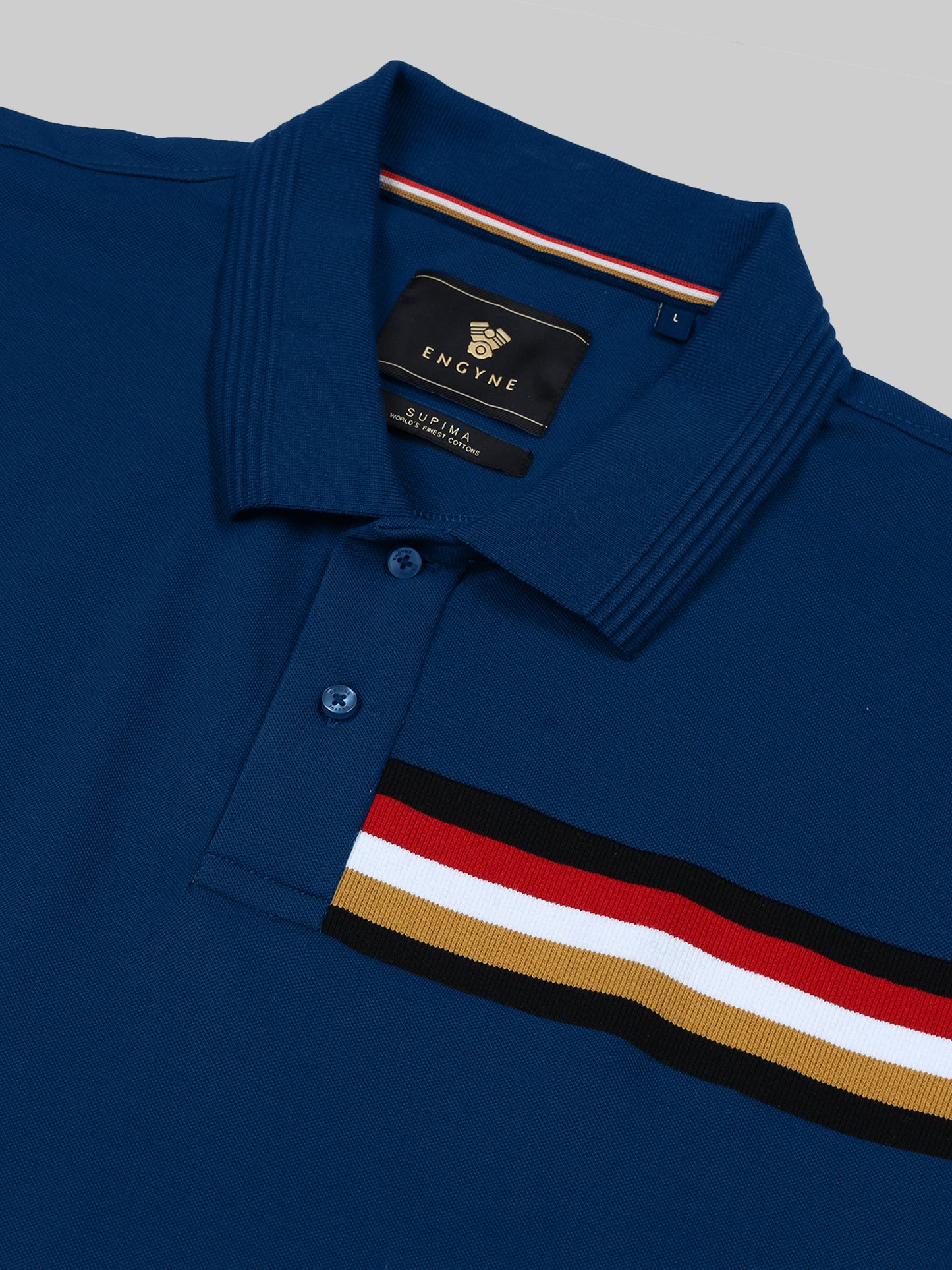 Engyne Signature Flag Cut & Sew Polo with Speed Breaker Detailing in Supima Cotton Lycra Pique Teal