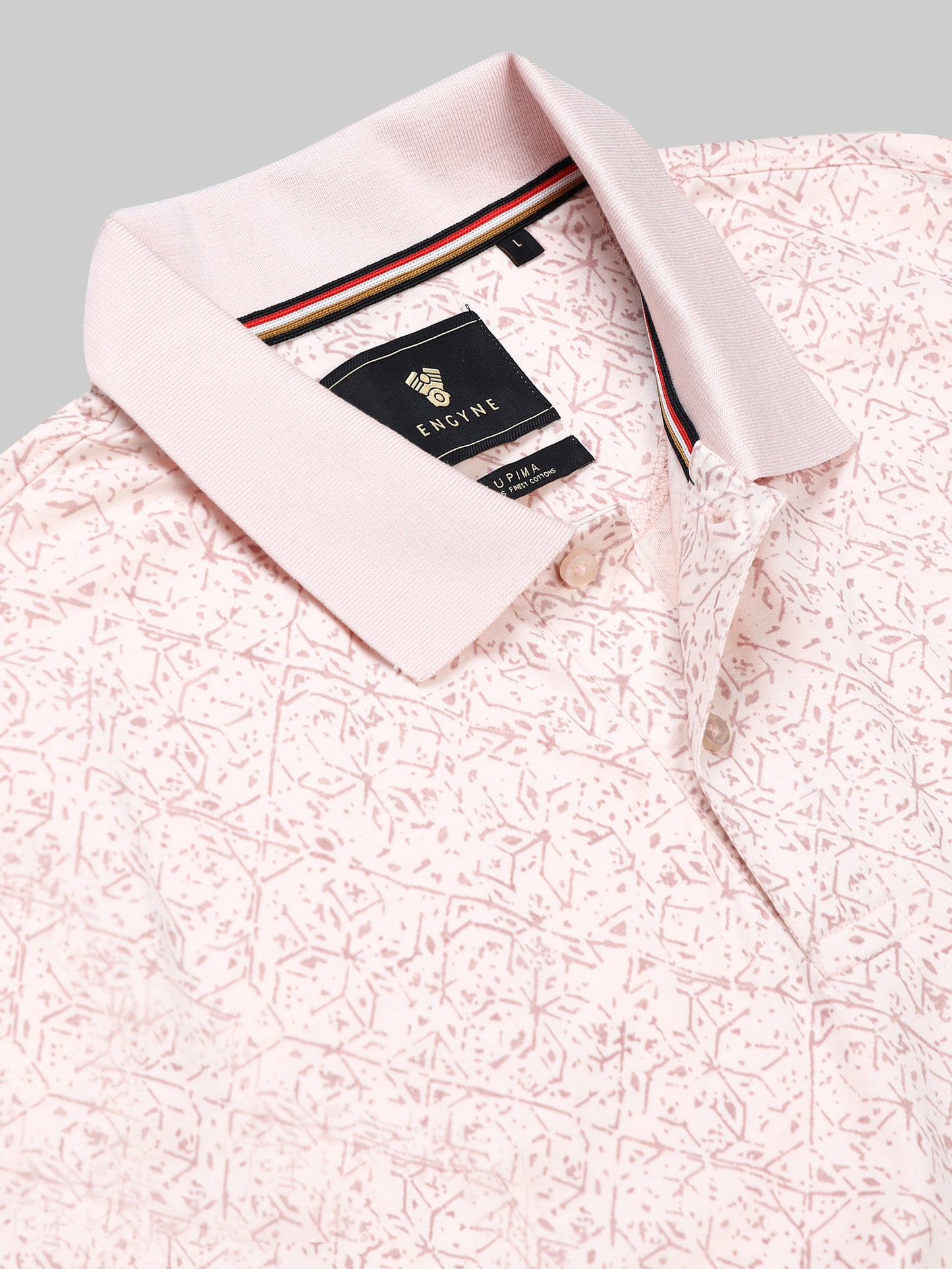 Regular-Fit Supima Cotton LuxeKnit Polo with Rotary Pigment Print and Slim DTM Collar Light Pink