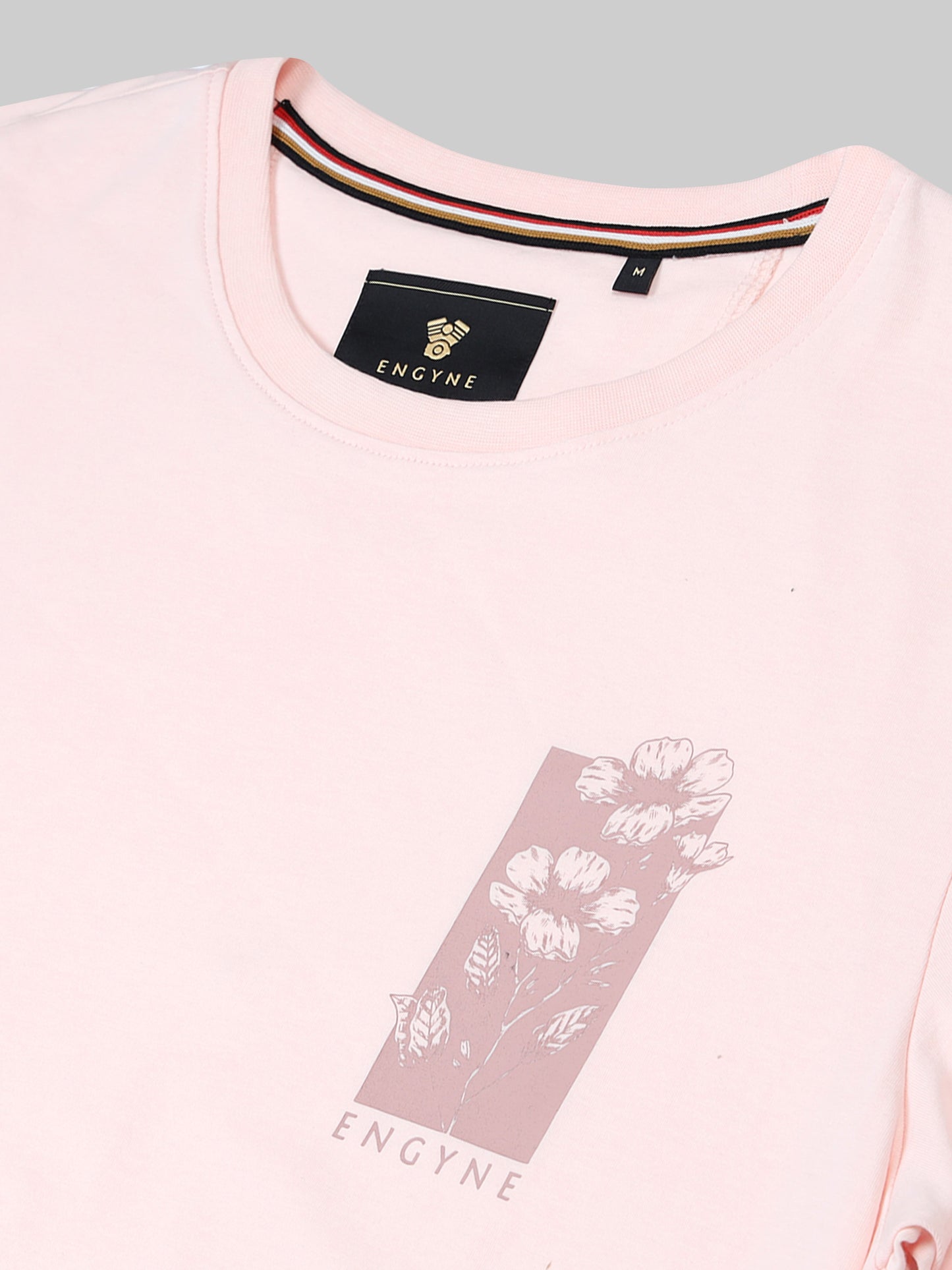 Regular -fit Engyne Rougen Cotton Lycra Tee with Pigment Floral Print