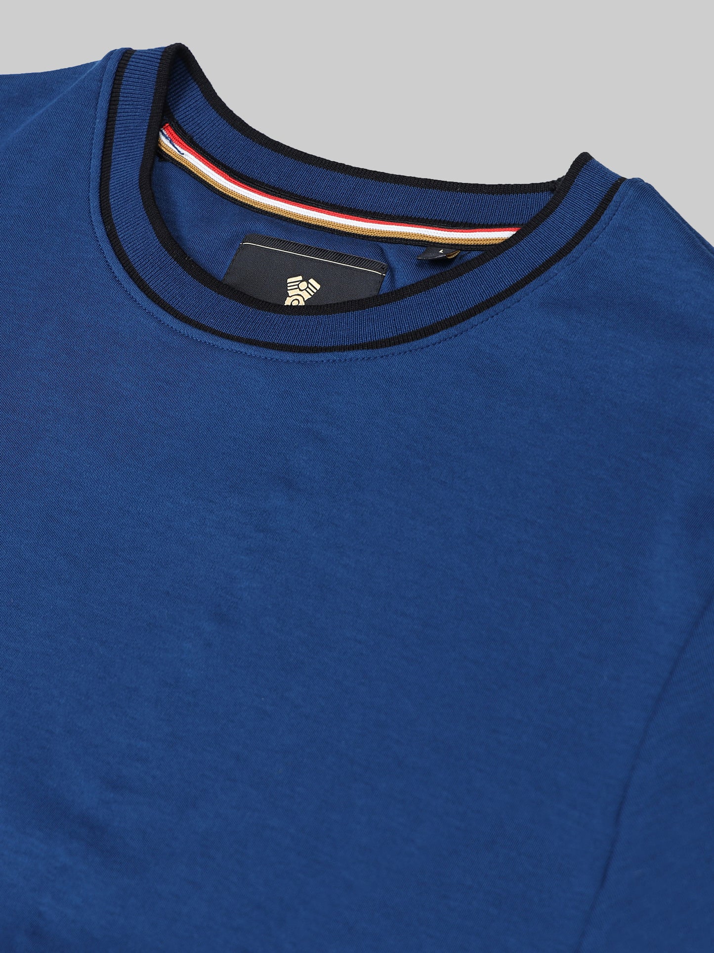 Regular-fit Engyne T-shirt in Supima Cotton Lycra Interlock with Flat-Knit Neck Rib and HD Branding Dark Blue