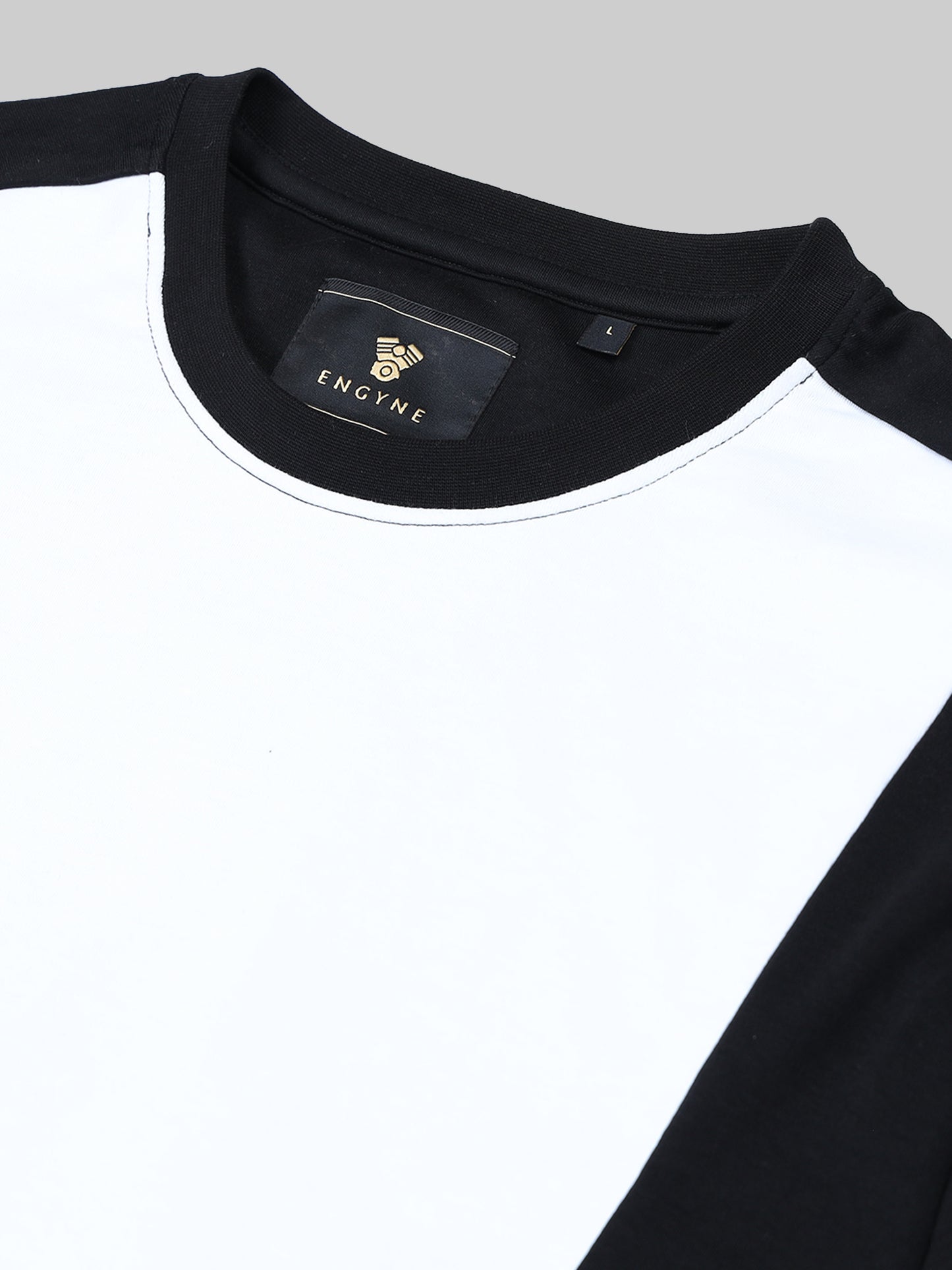 Engyne Oversize Cut & Sew T-Shirt in Supima Cotton Emblem Edition White