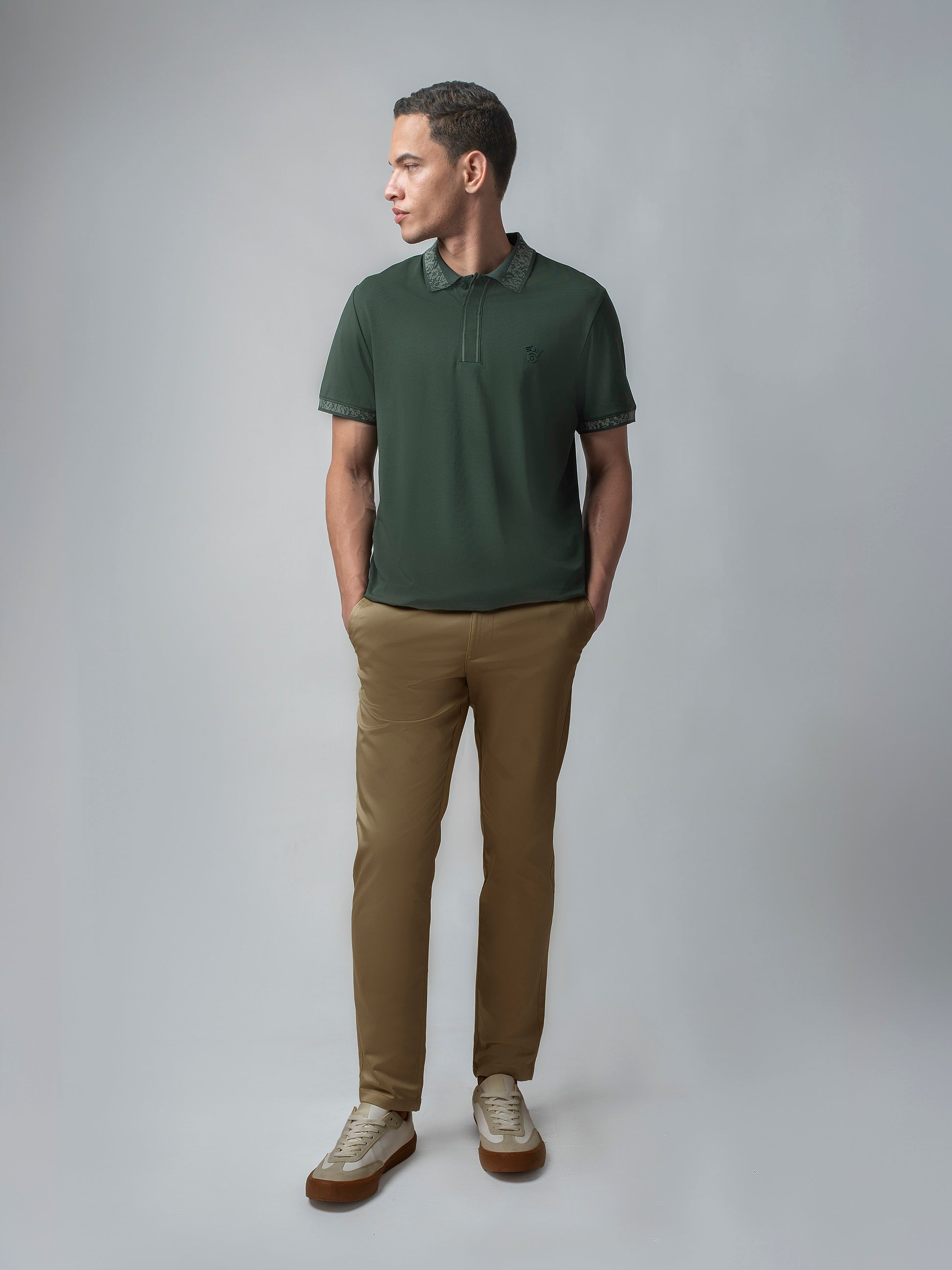 Jersène Jersey Jacquard Collar & HD Iconic Emblem Dark Green Polo