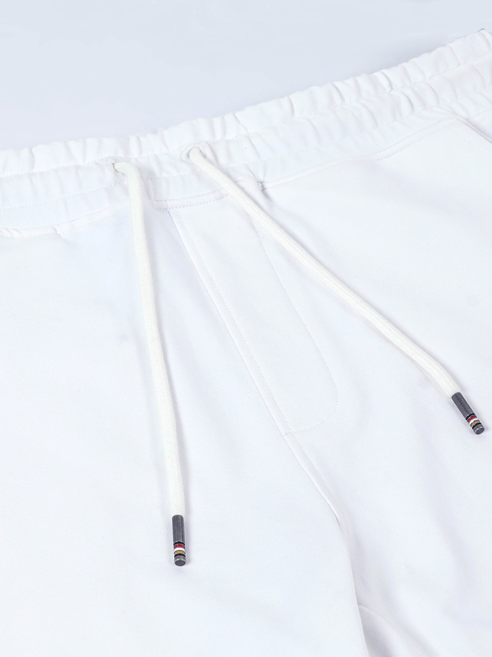 Engyne Contrast Cut & Sew Shorts – Rougen Lycra Loop Knit White - ENGYNE