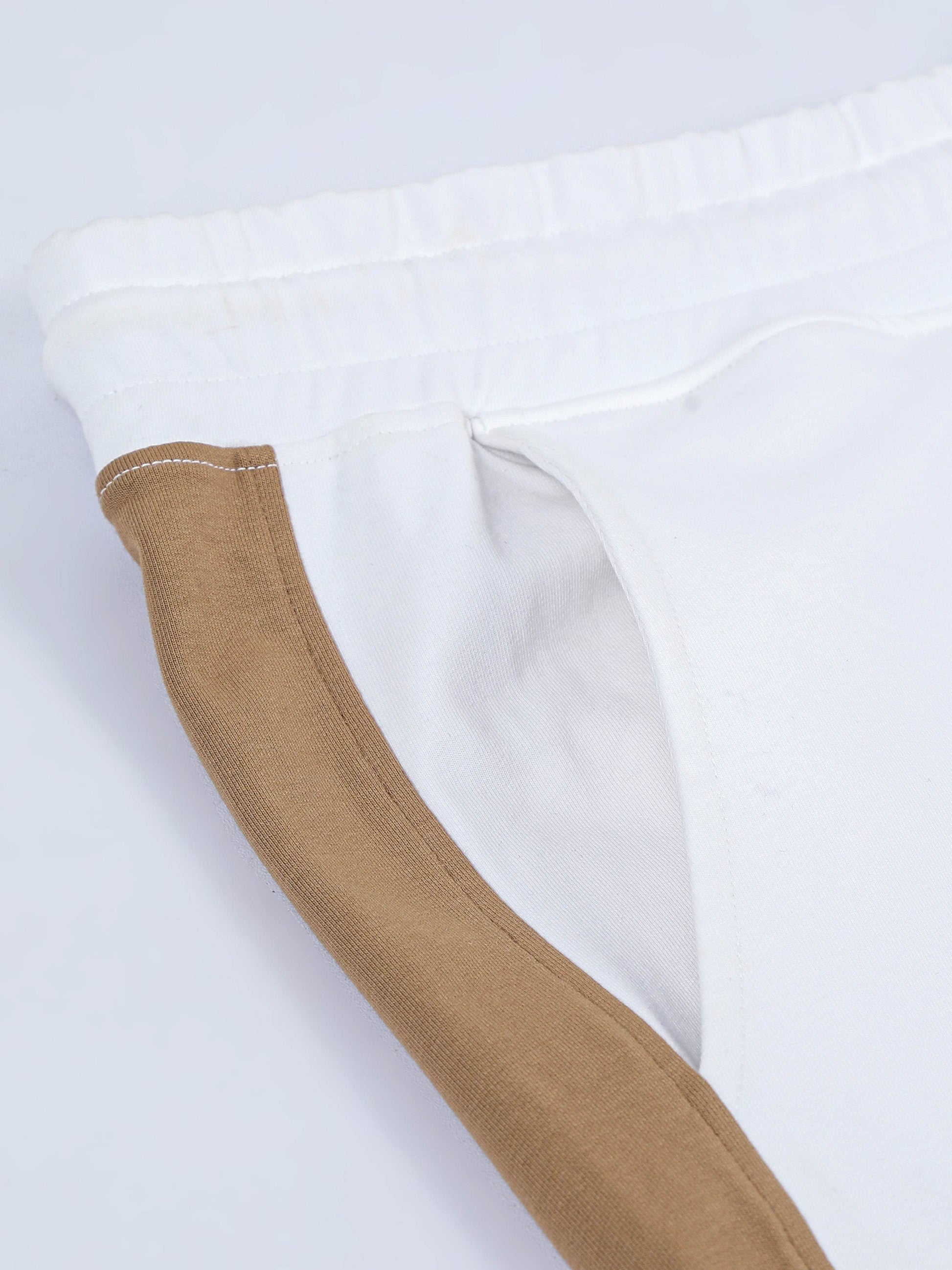 Engyne Contrast Cut & Sew Shorts – Rougen Lycra Loop Knit White - ENGYNE