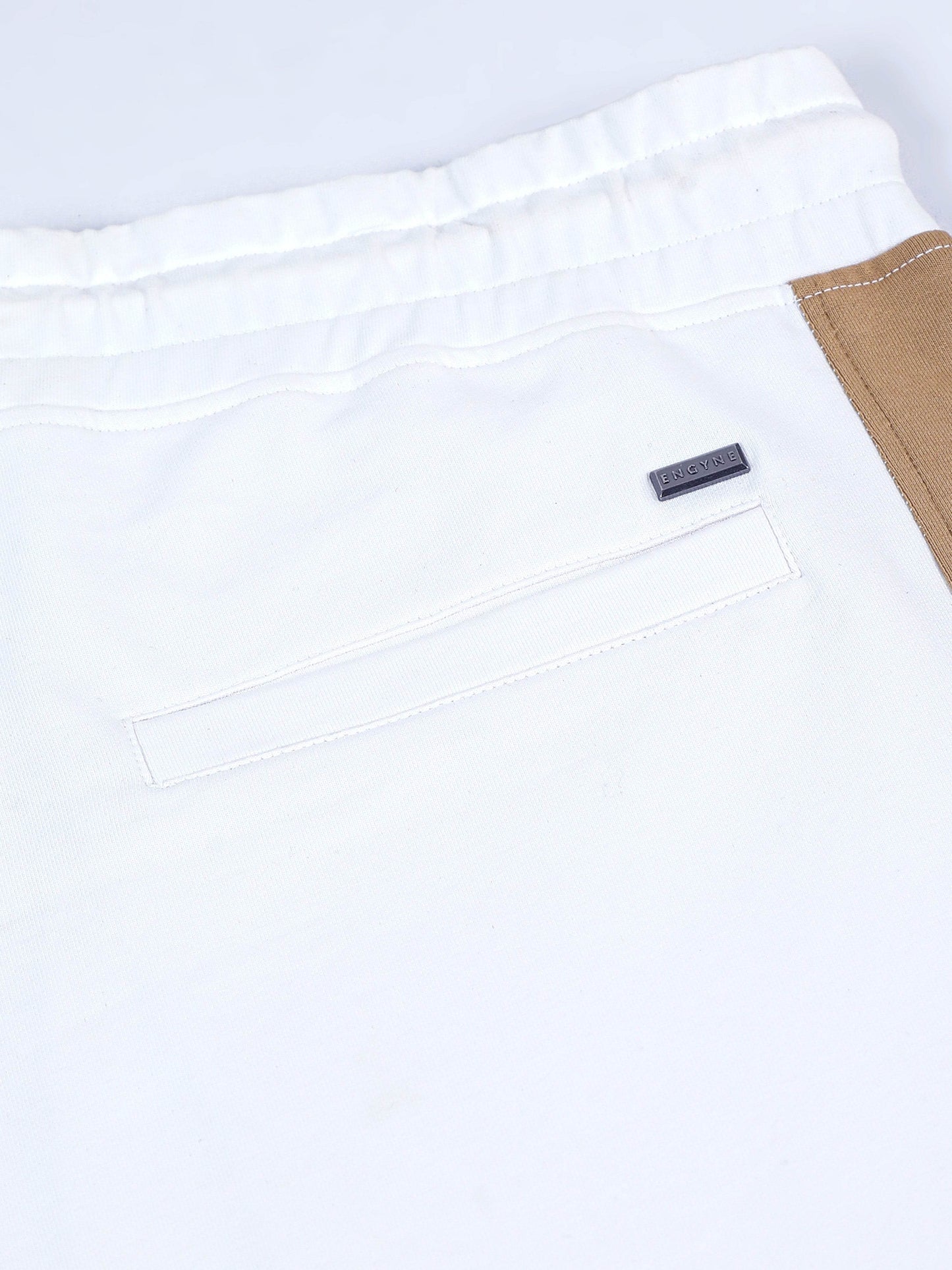 Engyne Contrast Cut & Sew Shorts – Rougen Lycra Loop Knit White - ENGYNE