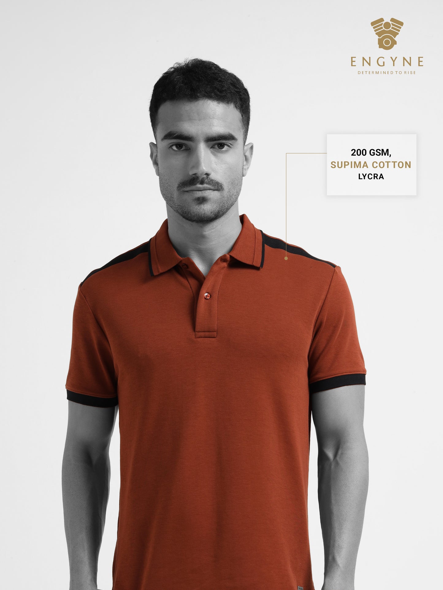 Contrast Shoulder  Brown Polo Shirt