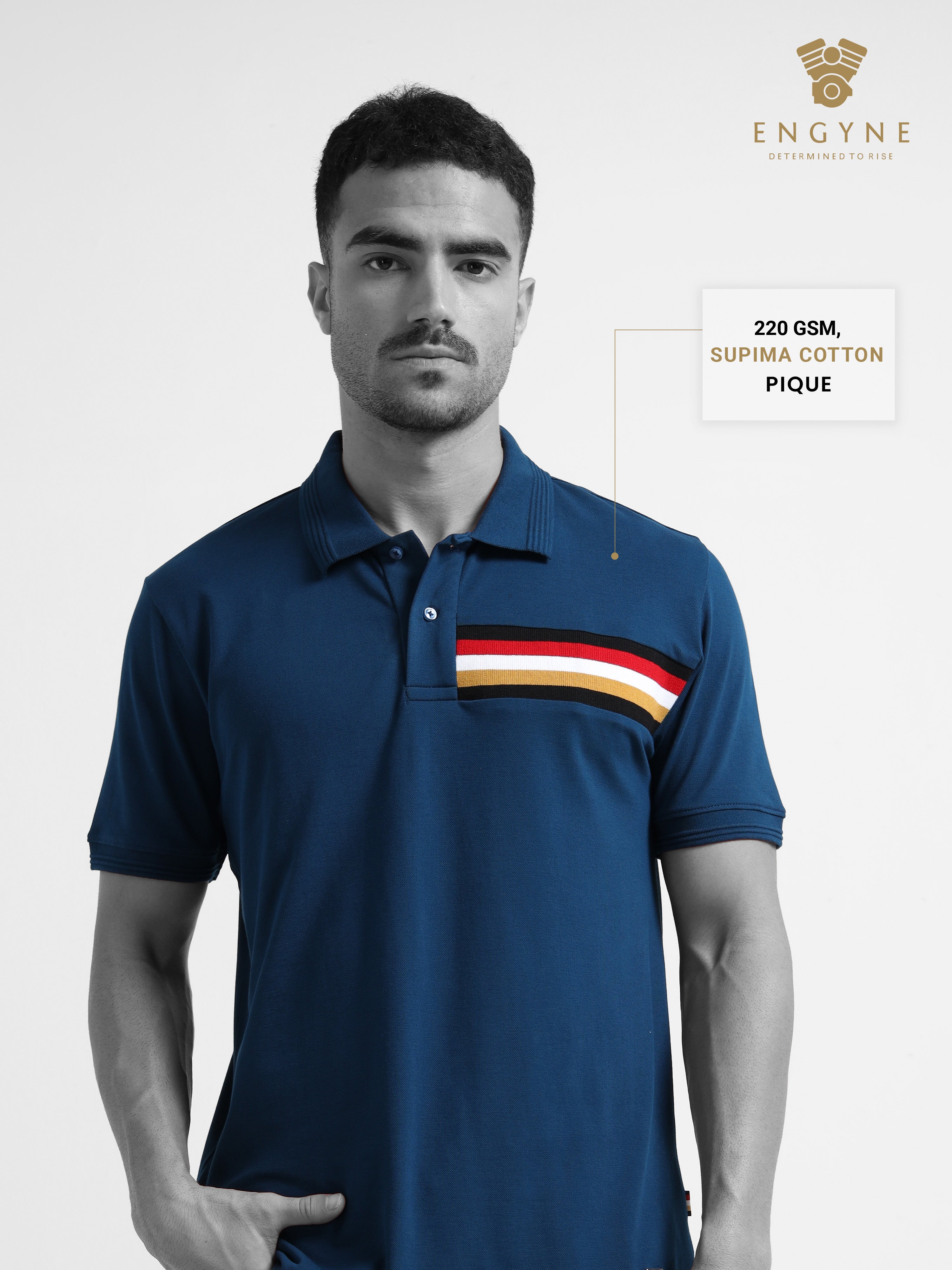 Shop Signature Flag Cut & Sew Teal Polo Shirts for Men Online