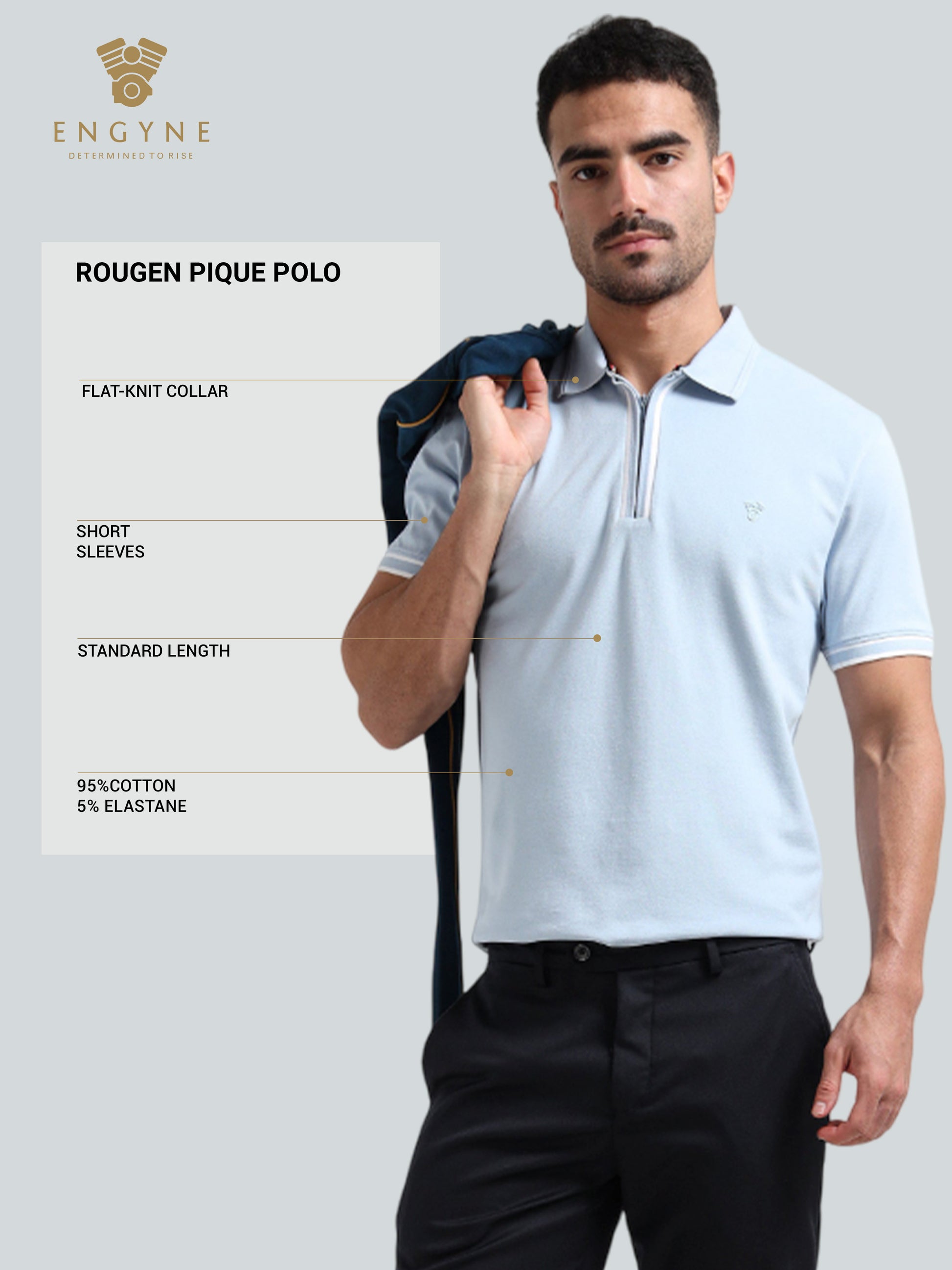 light blue zipper polo