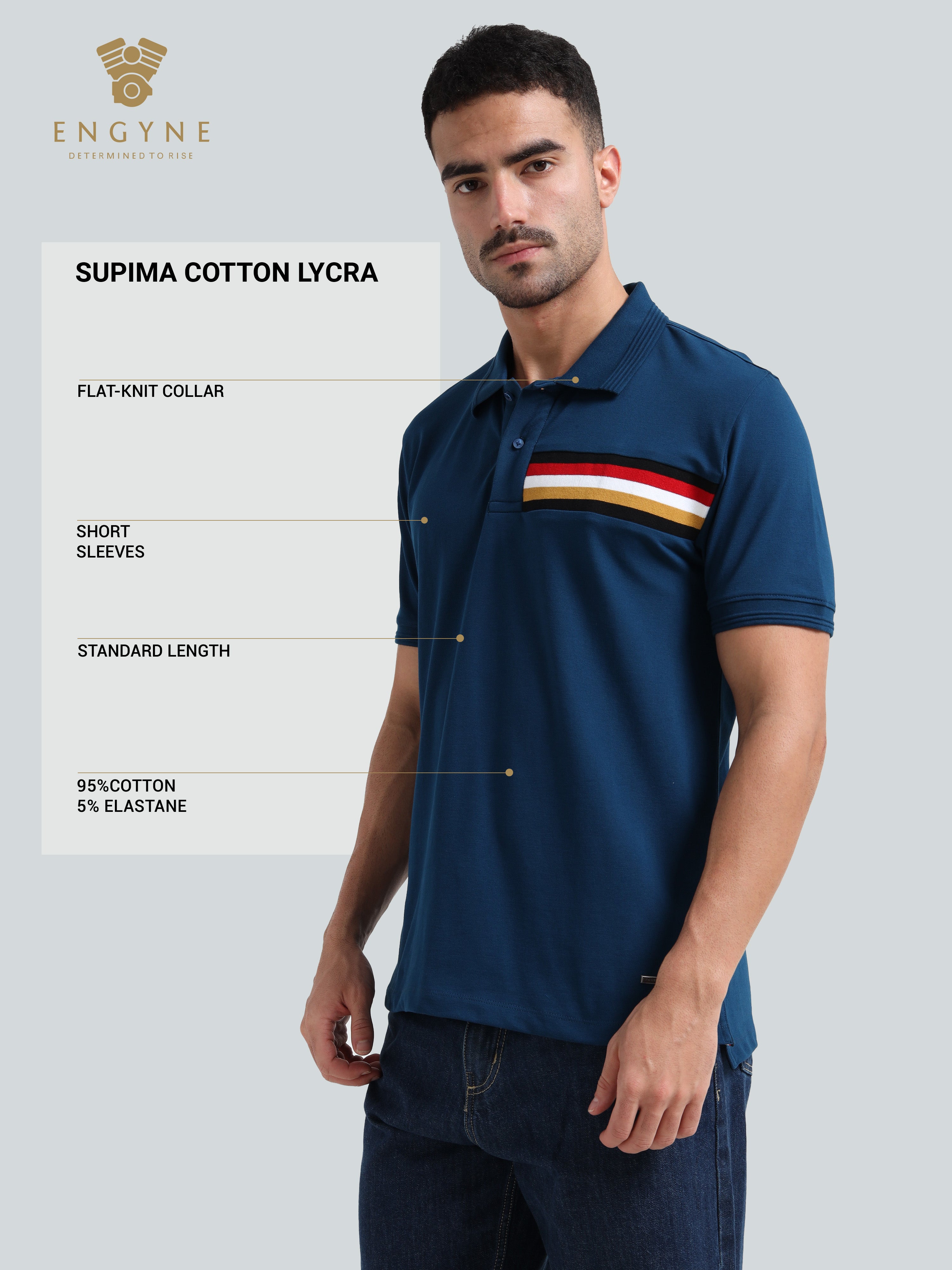 Shop Signature Flag Cut & Sew Teal Polo Shirts for Men Online