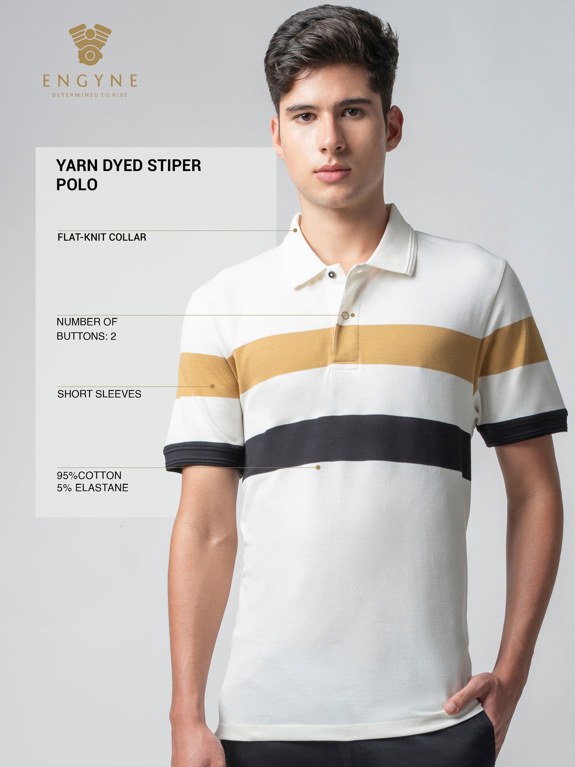 Supima Cotton Lycra White T Shirt With Black Stripes