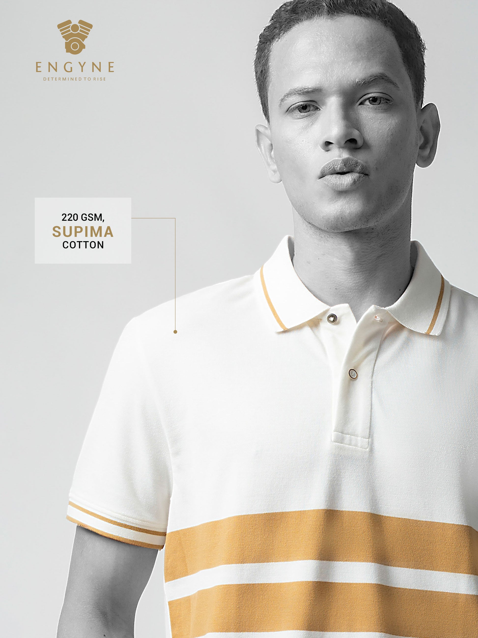  Supima Cotton Lycra Striped White T Shirt