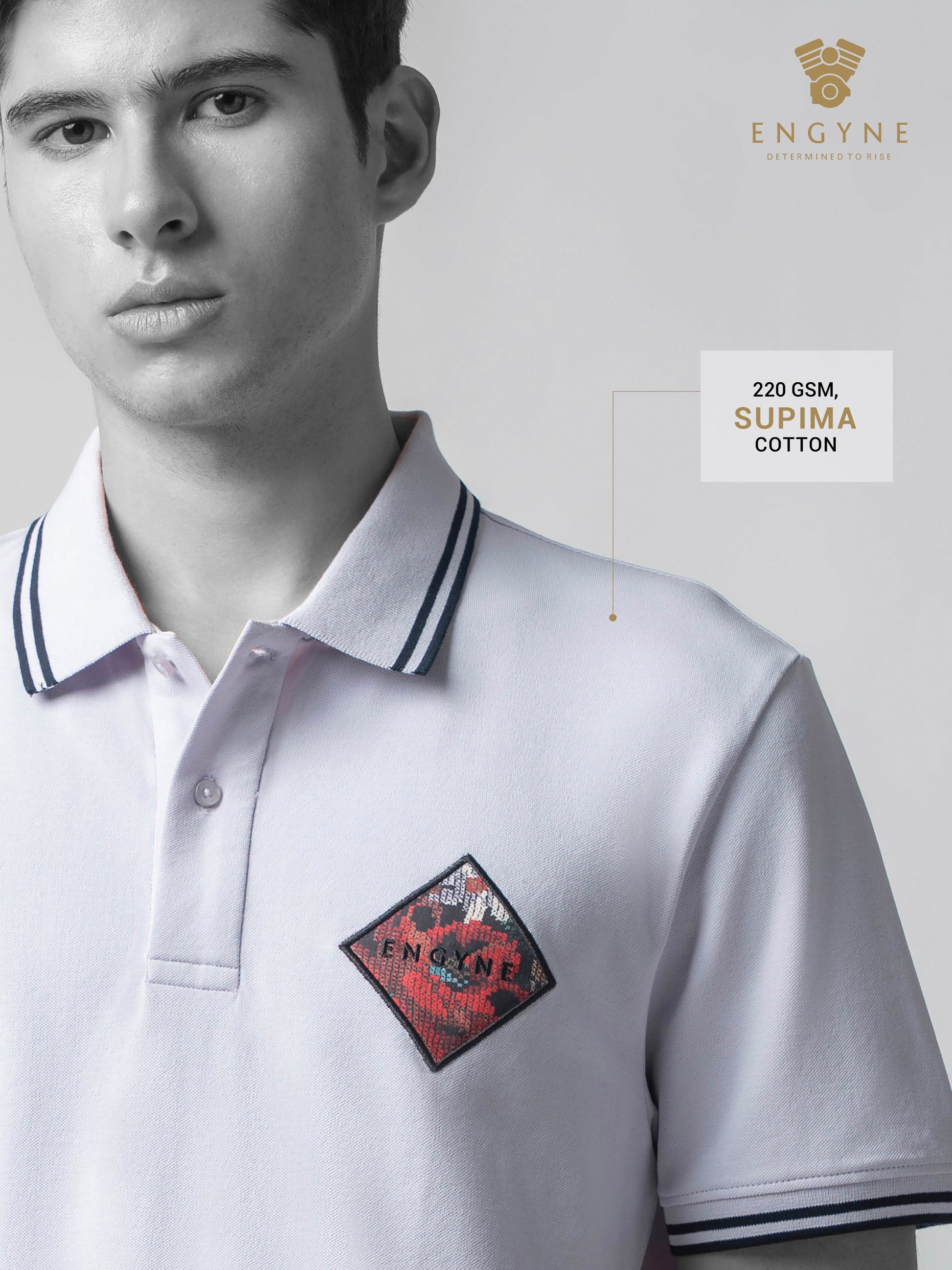 Supima Cotton Embroidered Badge Light Lavender Polo for Men