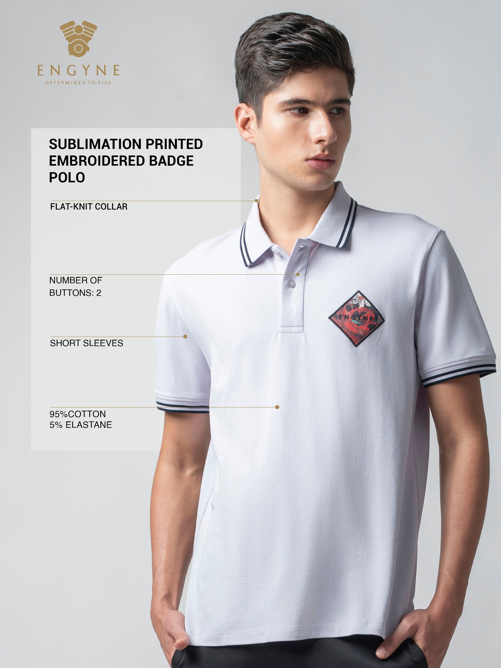 Supima Cotton Embroidered Badge Light Lavender Polo for Men