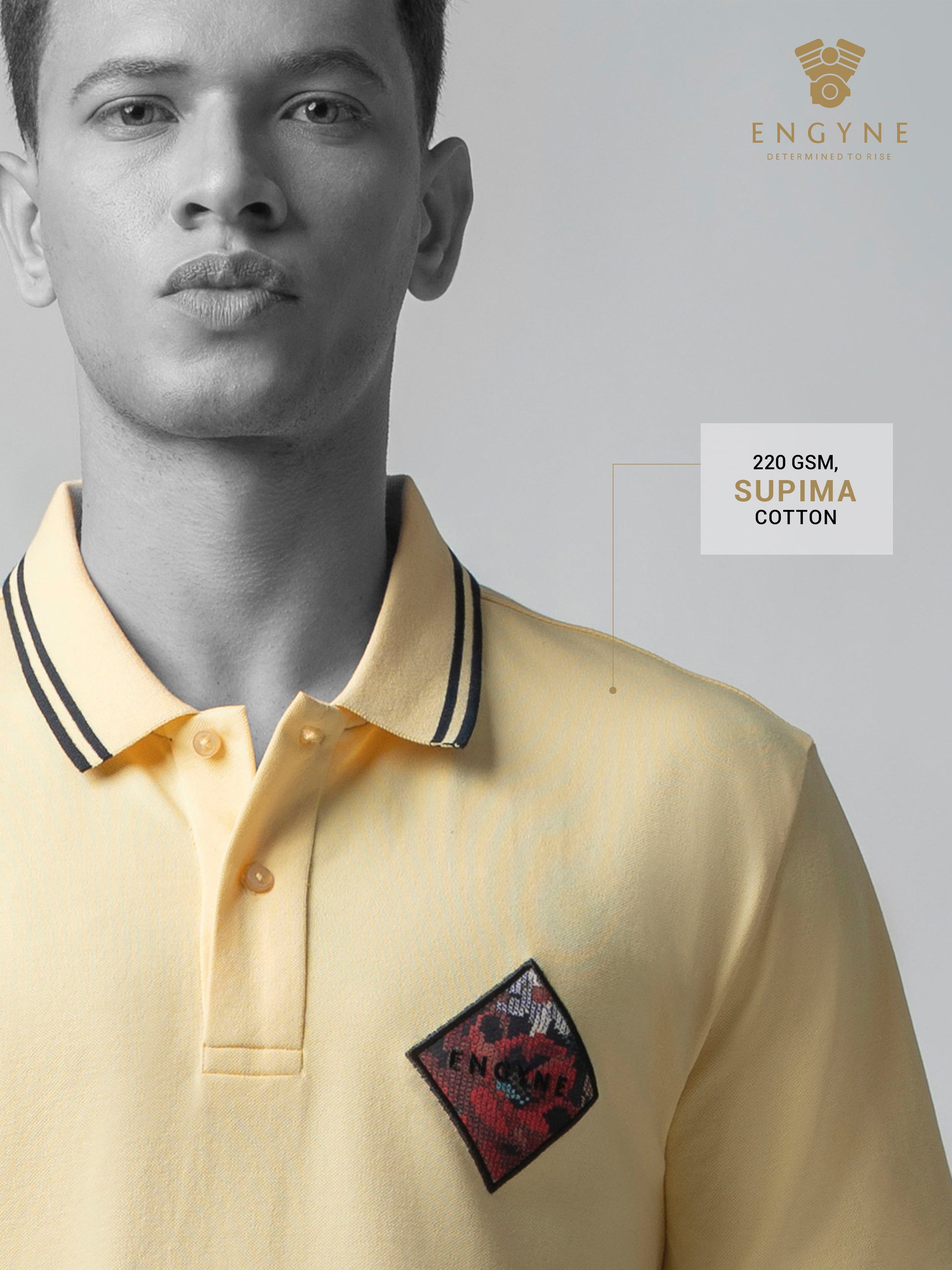 Supima Cotton with Badge Light Yellow Polo Shirt for Men 