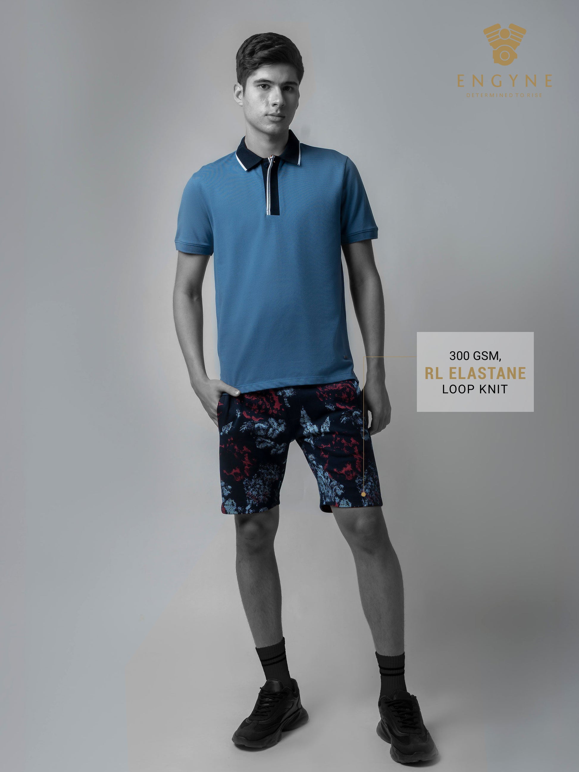Interlock Navy All-Over Printed Shorts For Men