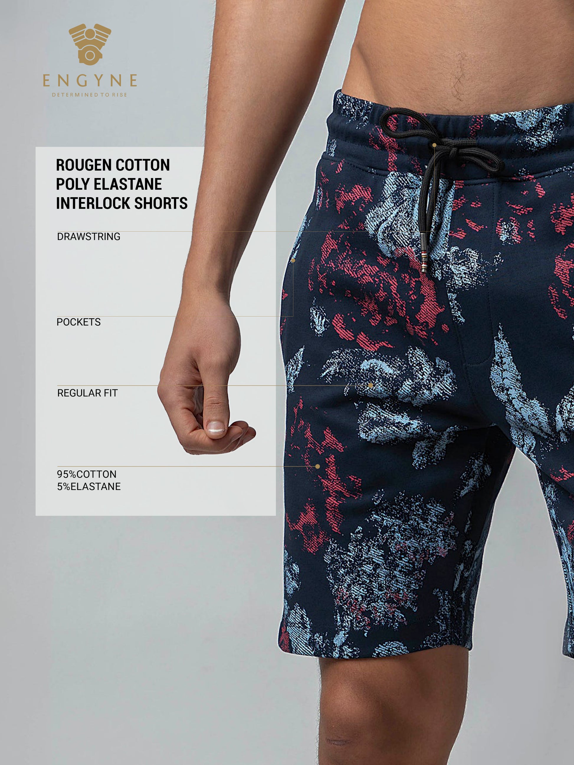 Interlock Navy All-Over Printed Shorts For Men