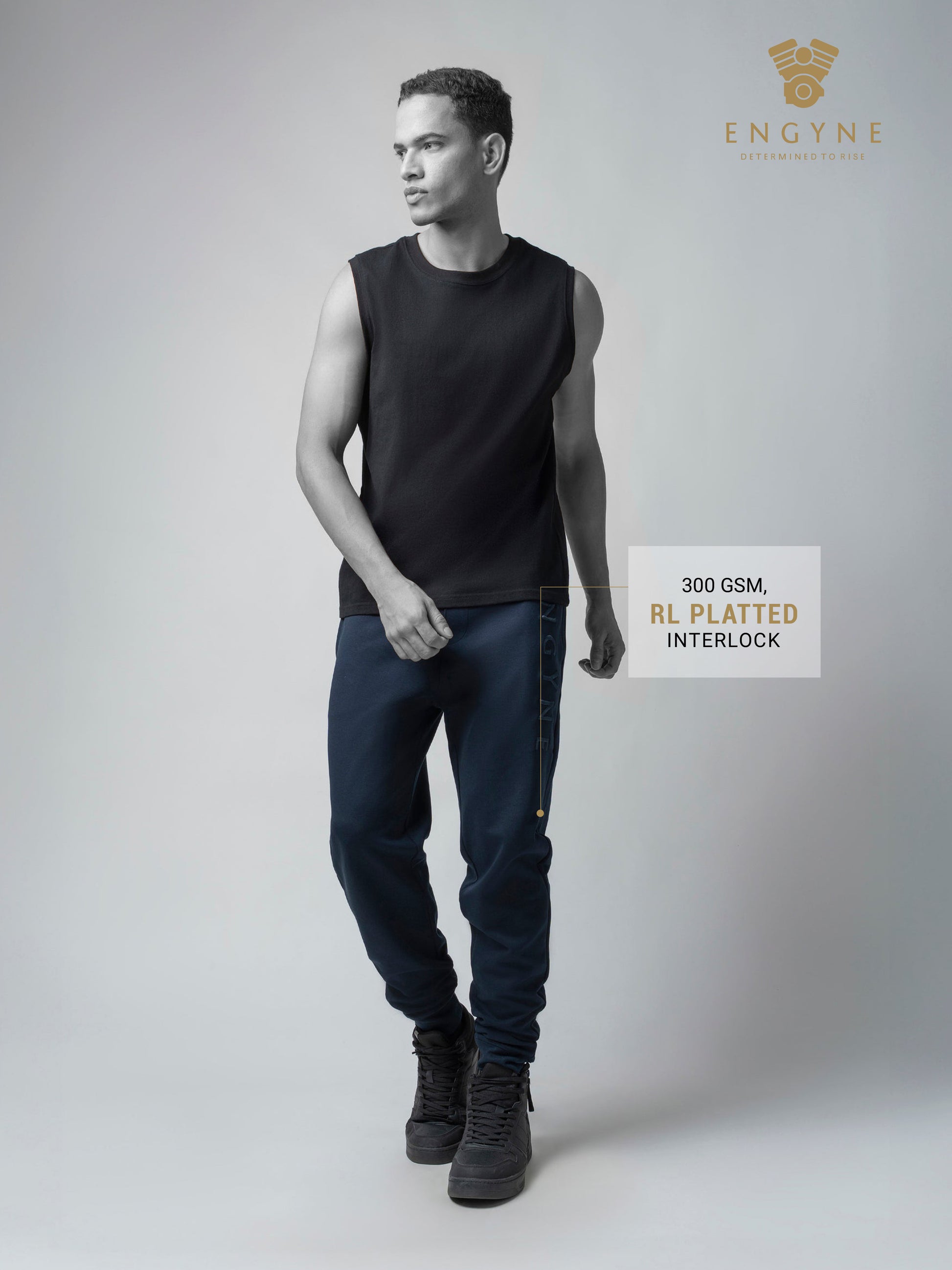 Engyne' Embroidery Navy Blue Joggers