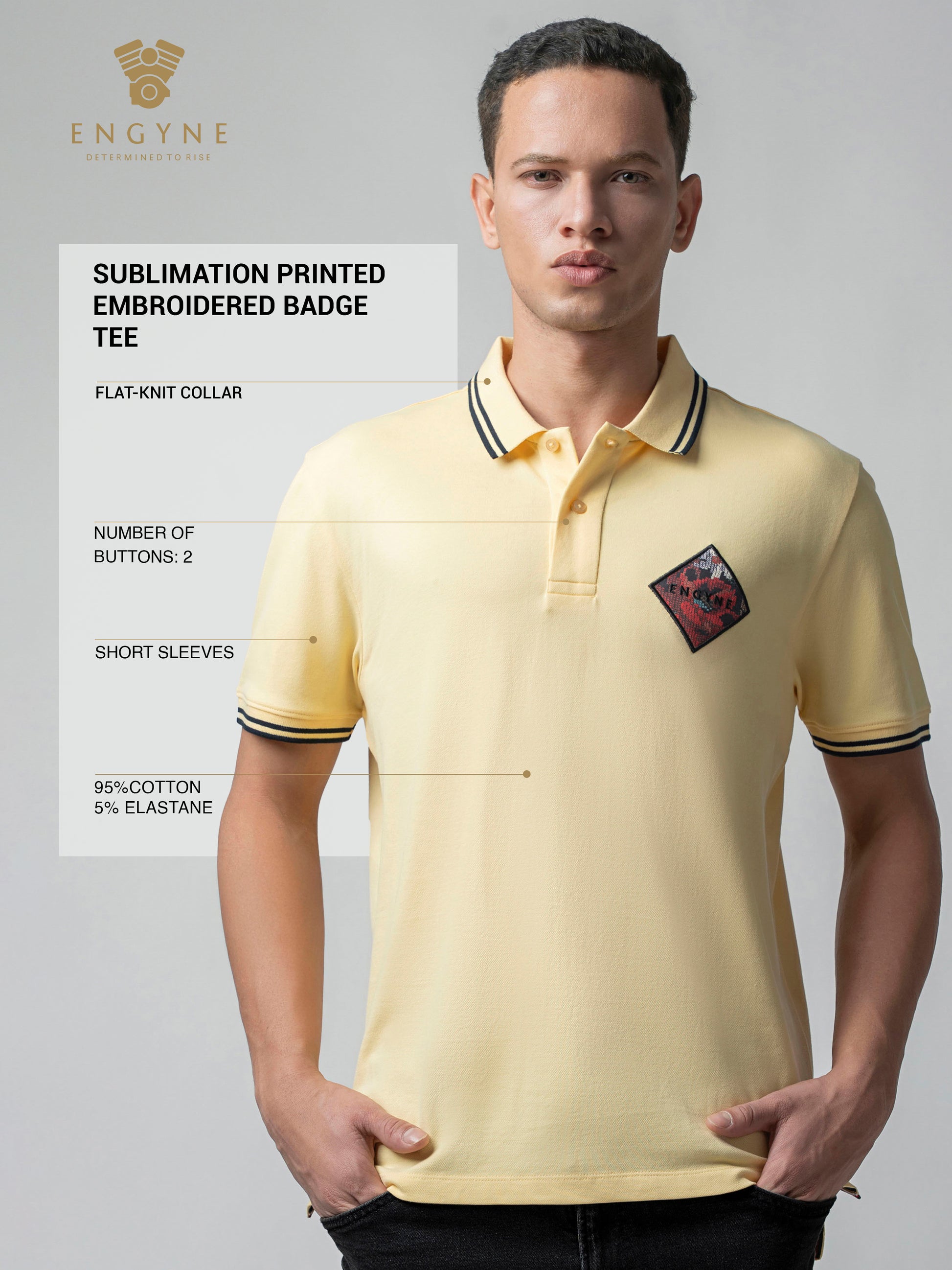 Supima Cotton with Badge Light Yellow Polo Shirt for Men 