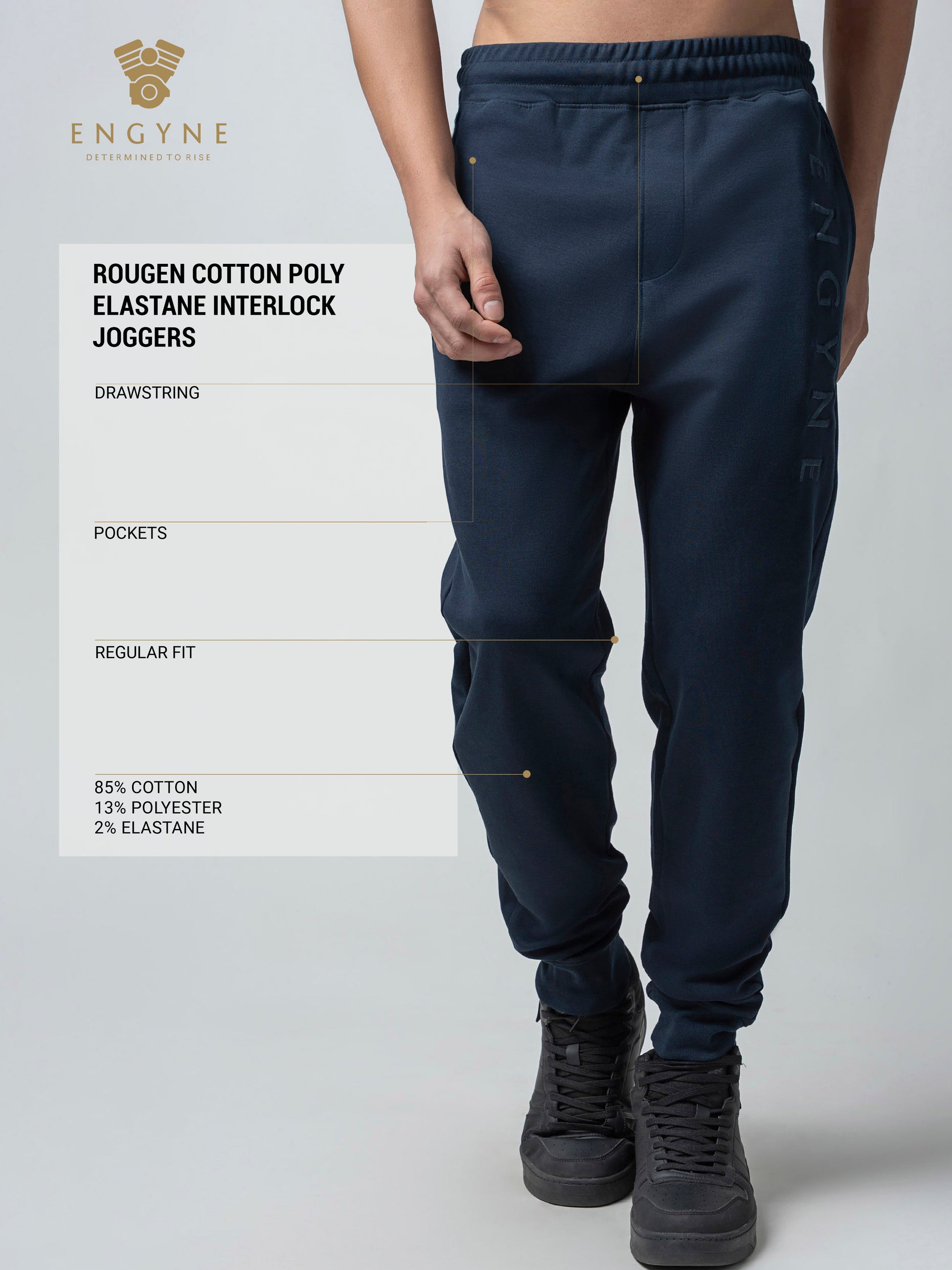 Engyne' Embroidery Navy Blue Joggers