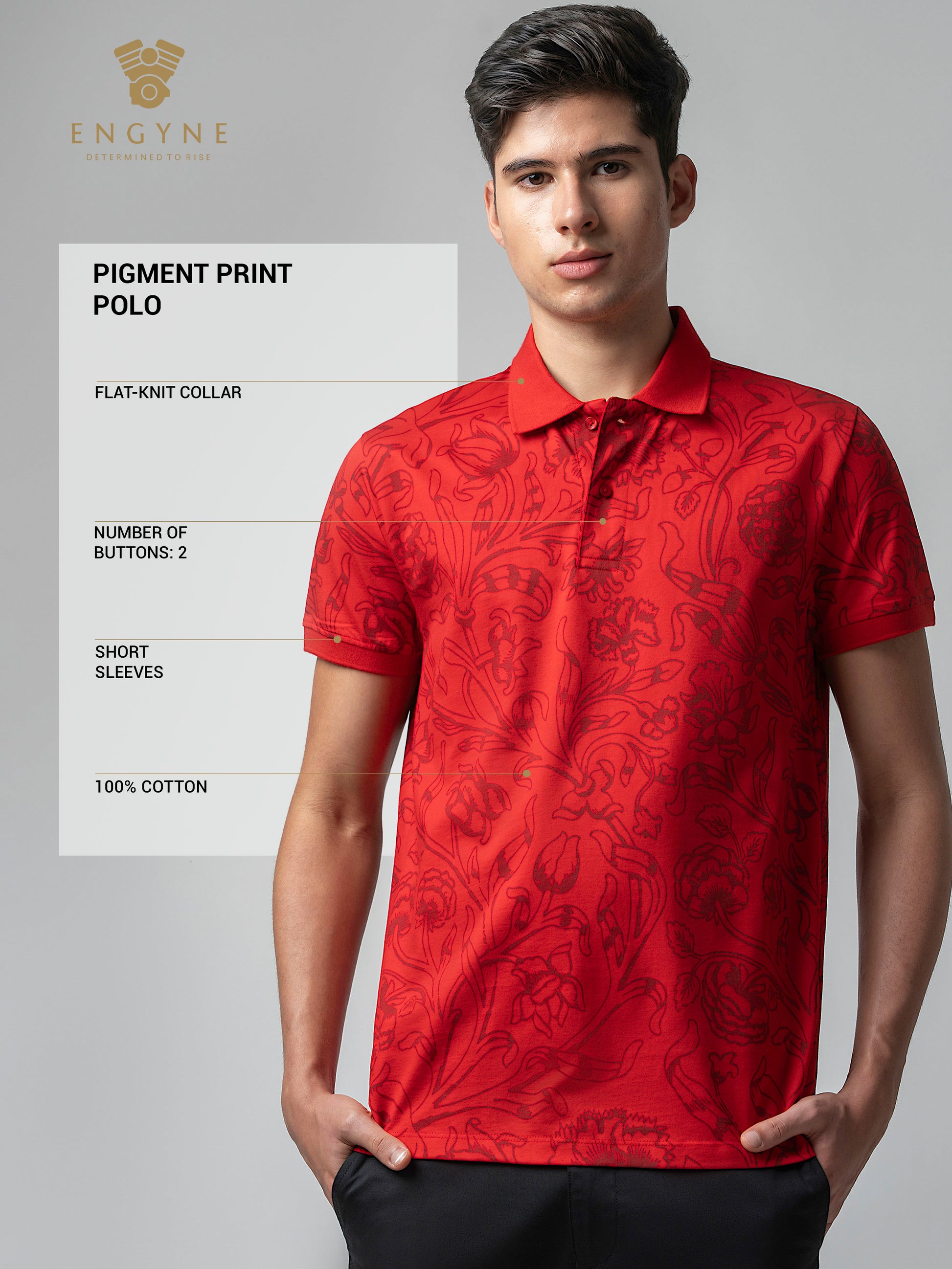 Supima Cotton Miss Pigment Print and DTM Slim Collar Polo for Men