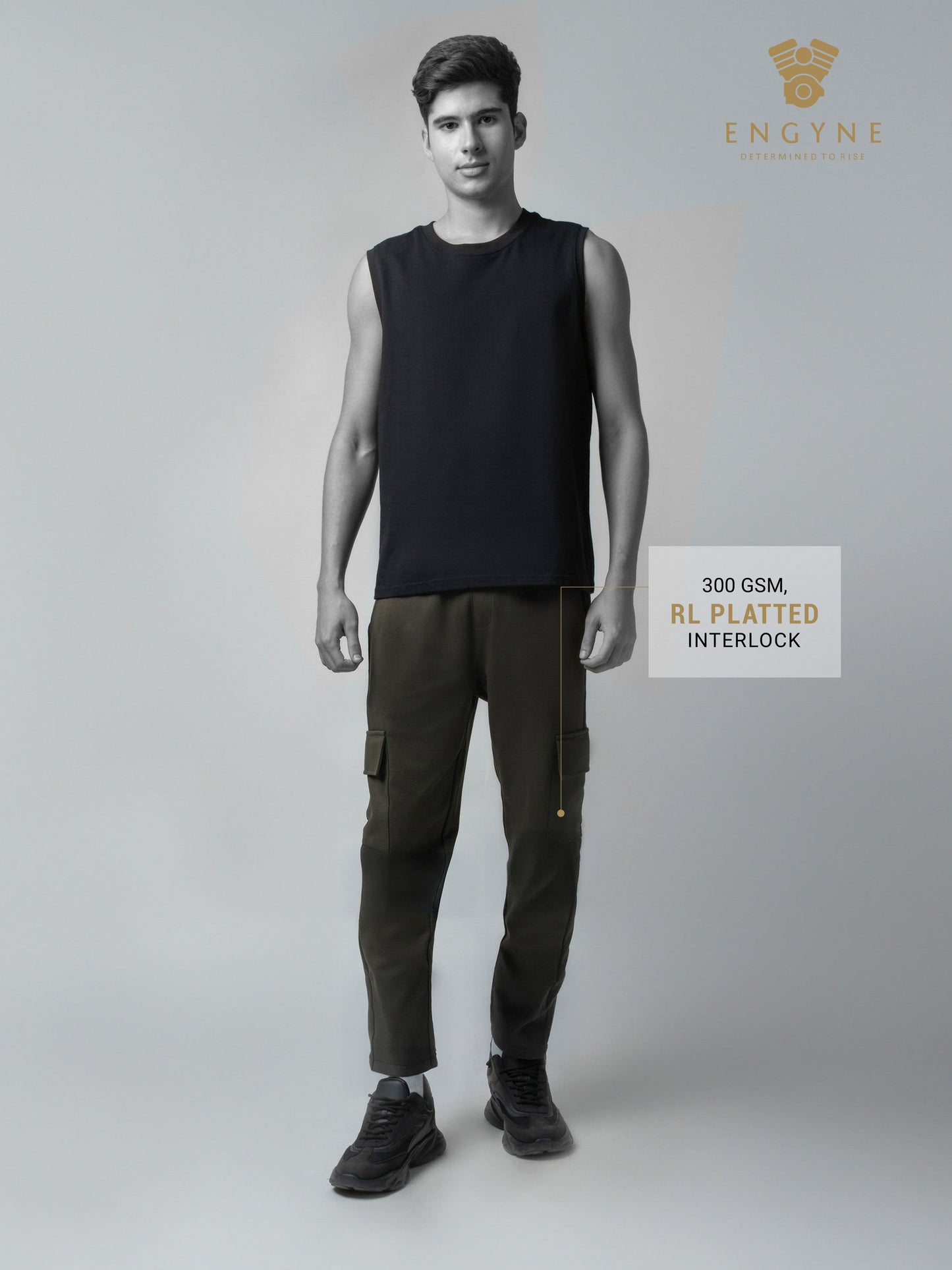 Trackpant with Dual Cargo Pockets in Rougen Cotton Poly Elastane Interlock