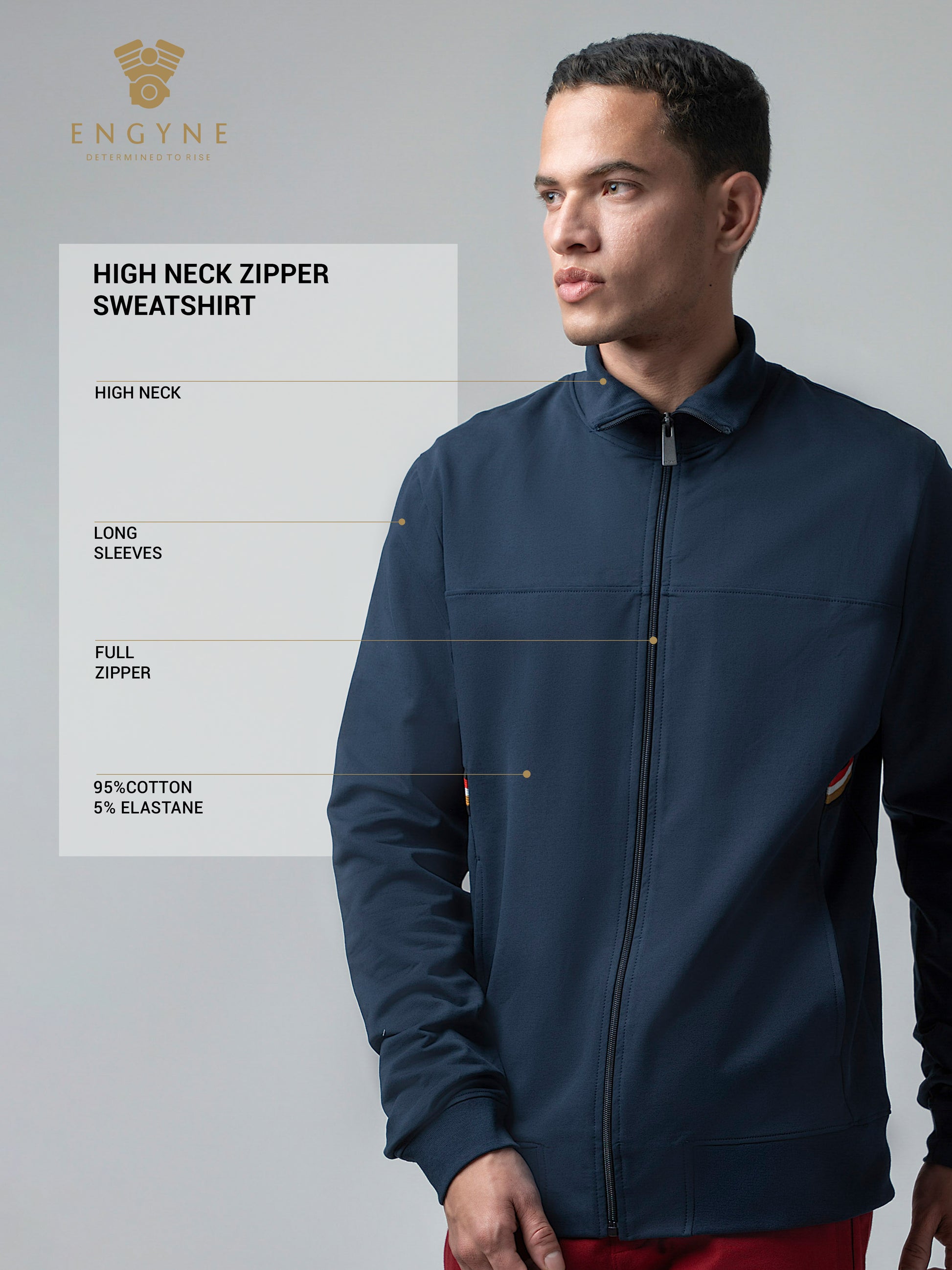 Navy Blue Zip Sweater Shirt with 4-Color Flag Tape