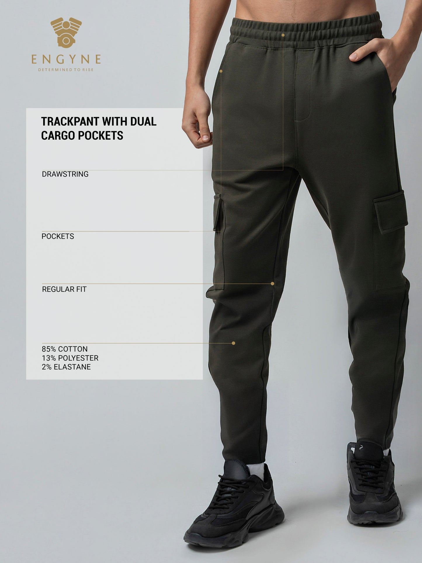Trackpant with Dual Cargo Pockets in Rougen Cotton Poly Elastane Interlock
