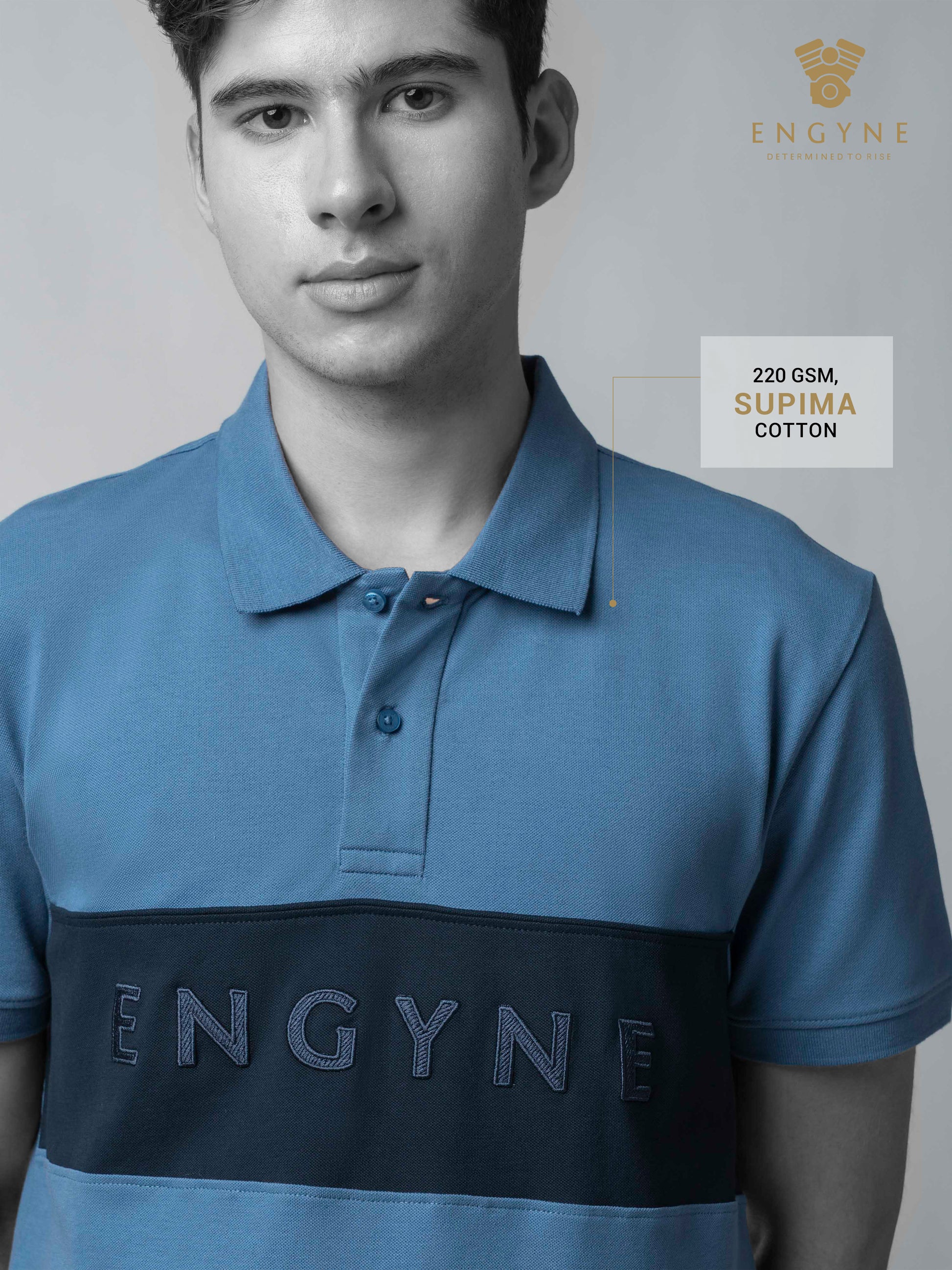 Supima Cotton Cut-and-Sew Panels, Embroidery Light Gasoline Polo for Men