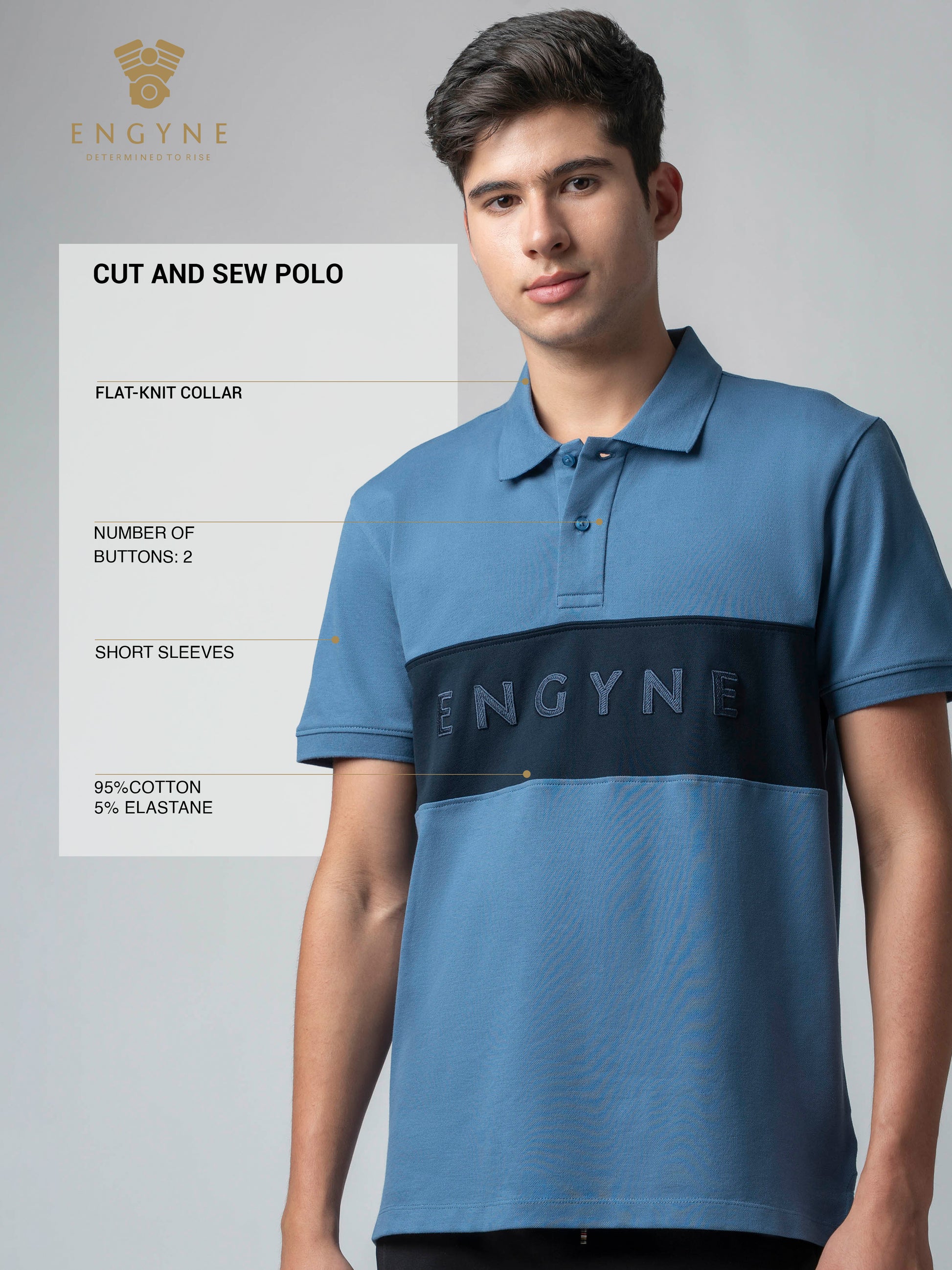 Supima Cotton Cut-and-Sew Panels, Embroidery Light Gasoline Polo for Men