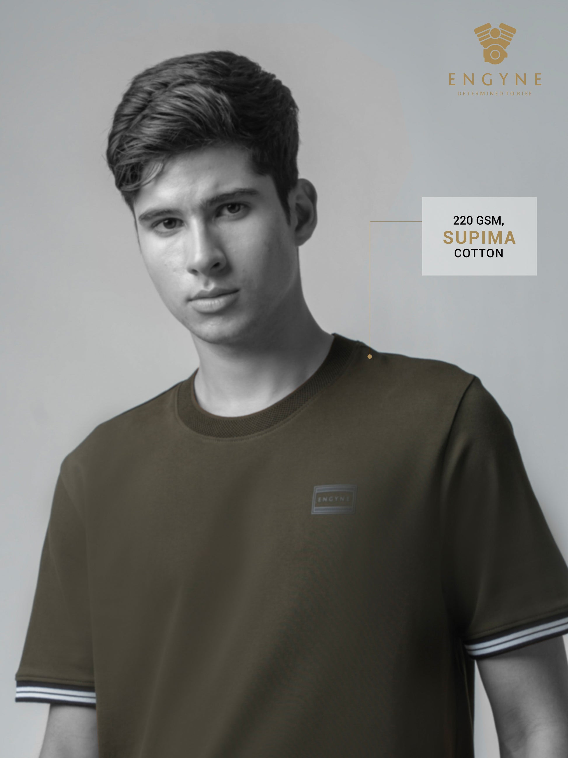 Supima Cotton Lycra Piqué Olive Tee For Men